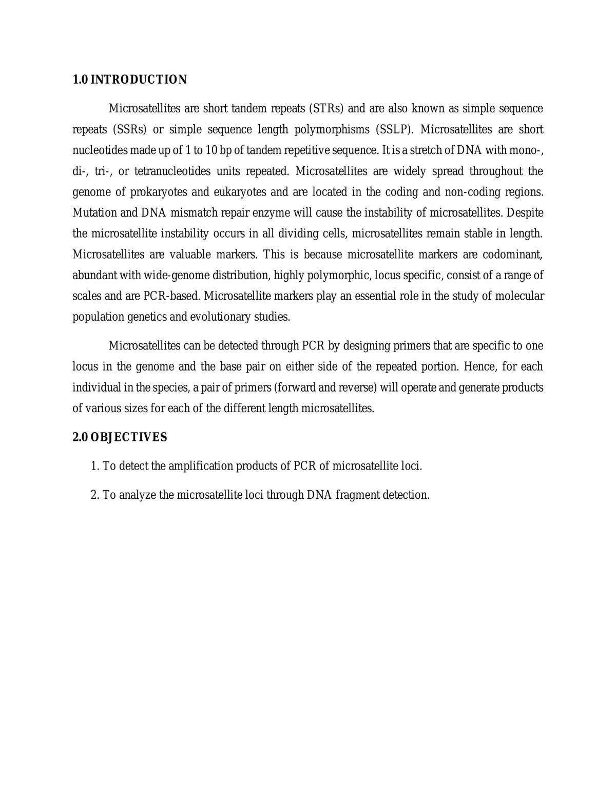 Microsatellite Practical - Page 1