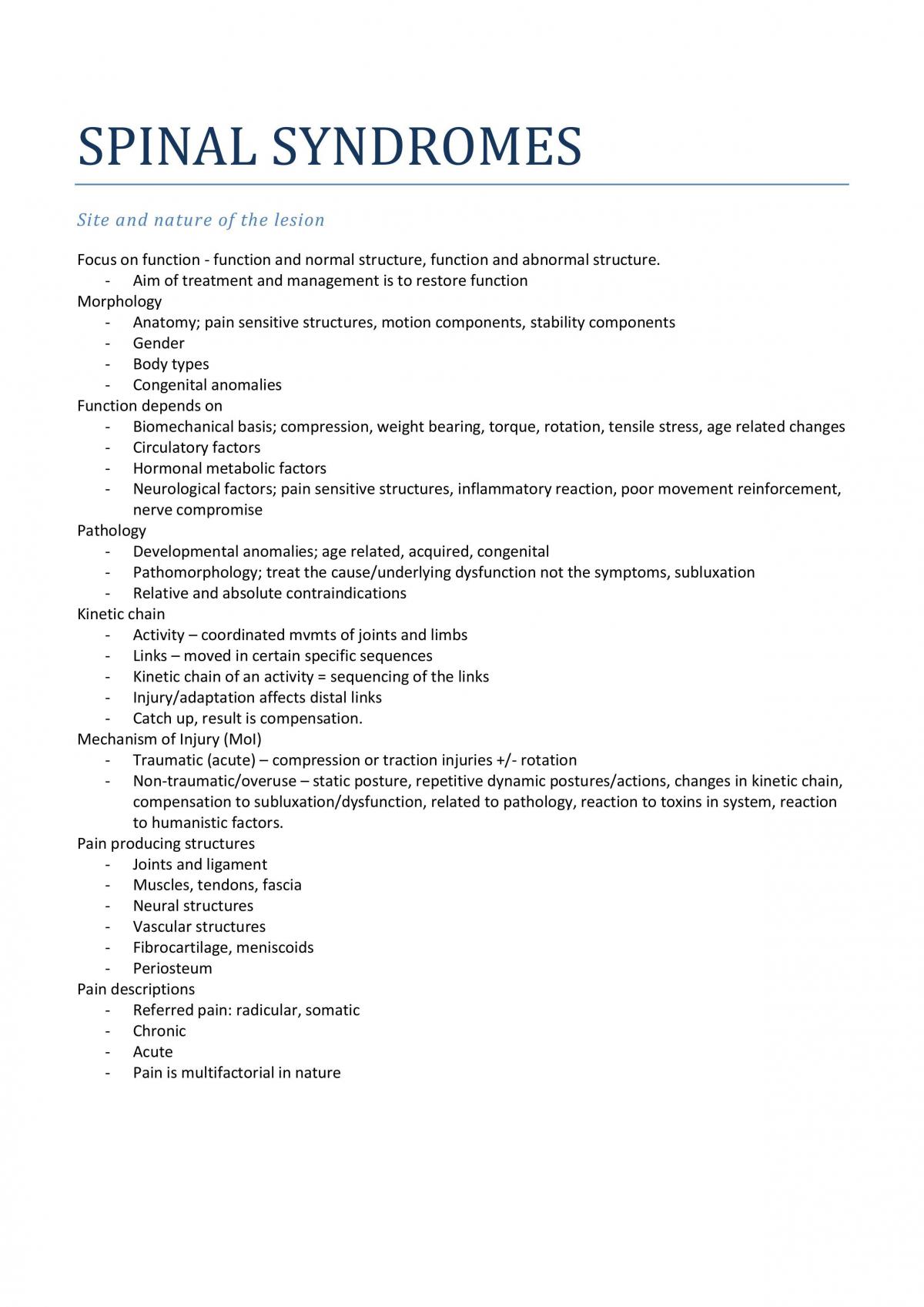 Spinal Syndromes - Page 1