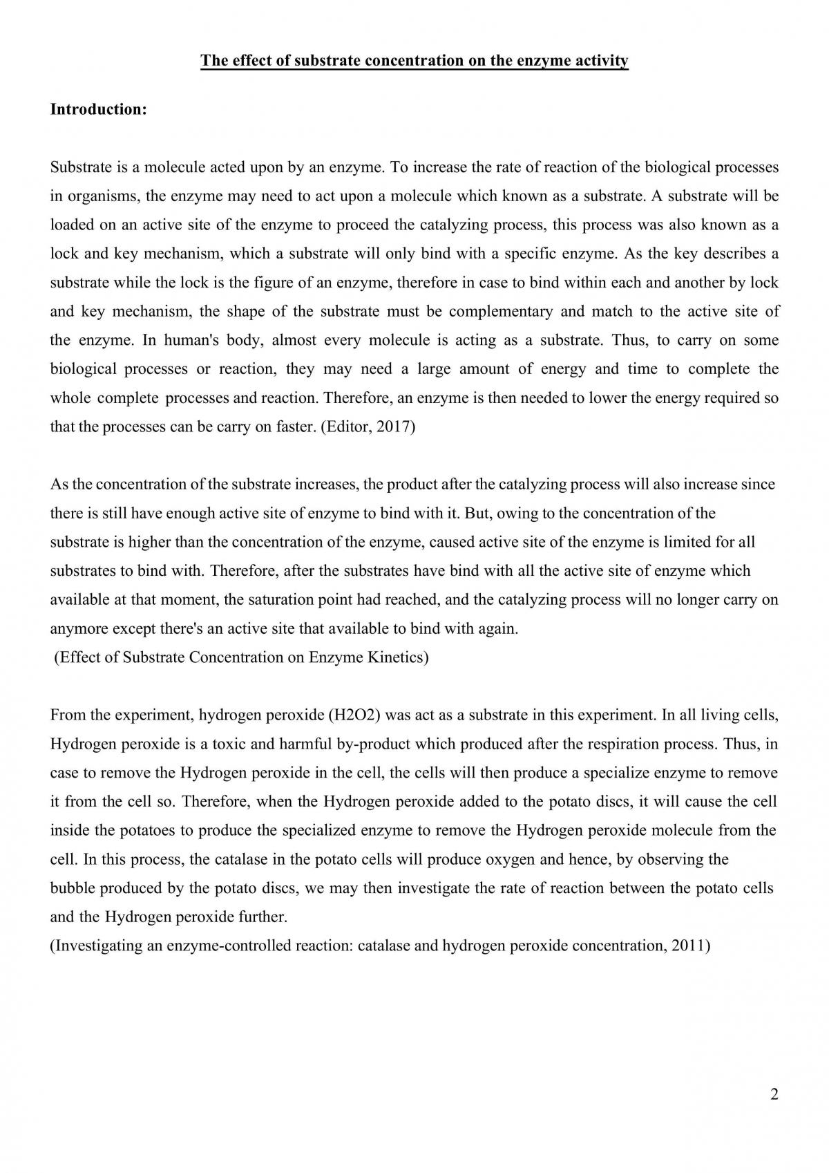 The effect of substrate concentration on the enzyme activity  - Page 1