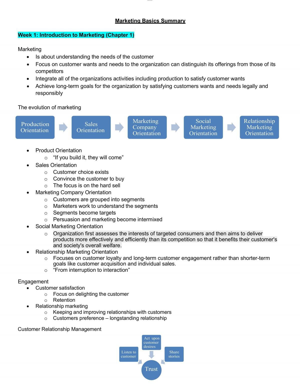 Marketing Basics Summary - Page 1