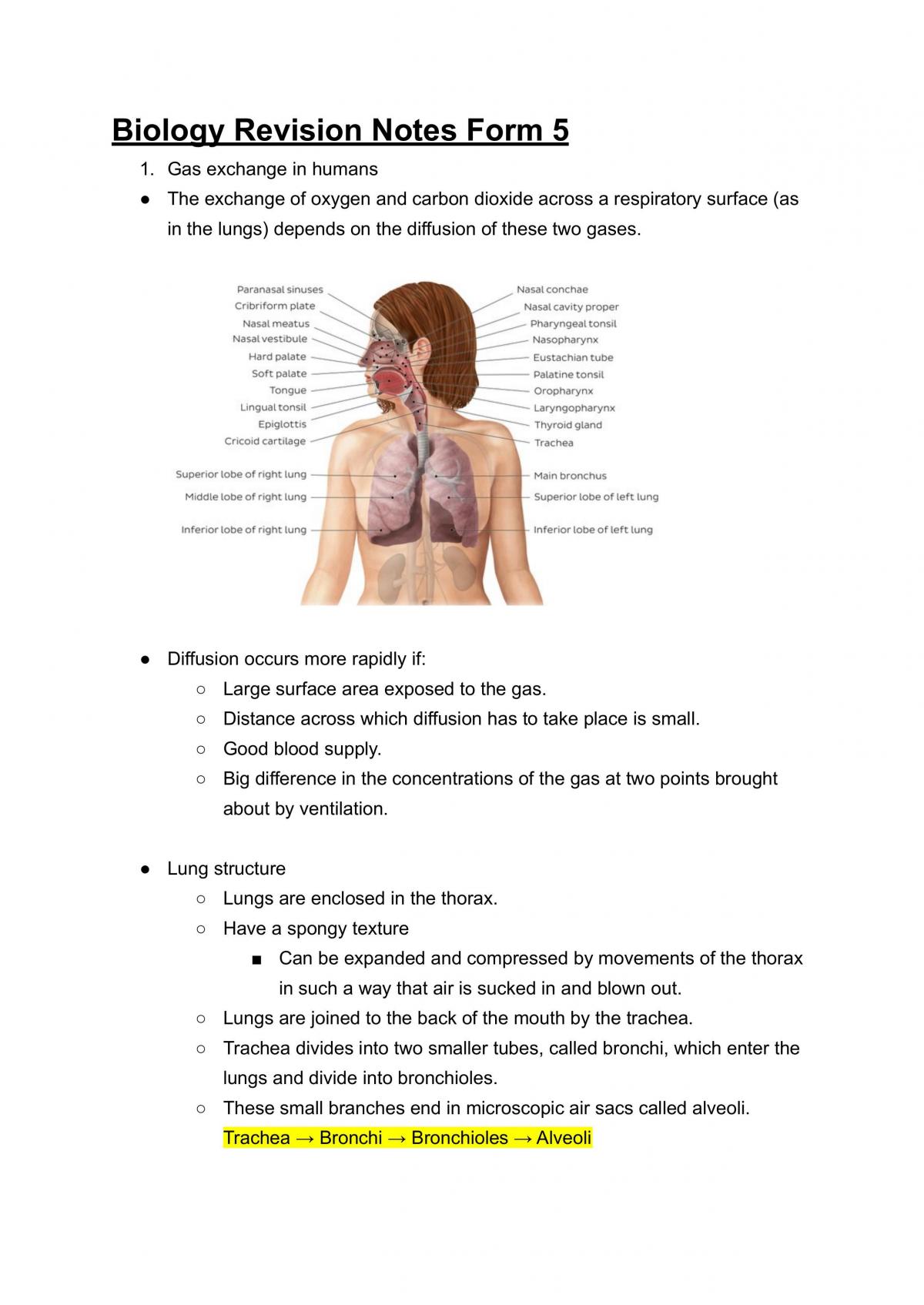 Biology Study Notes (Form 5) - Page 1