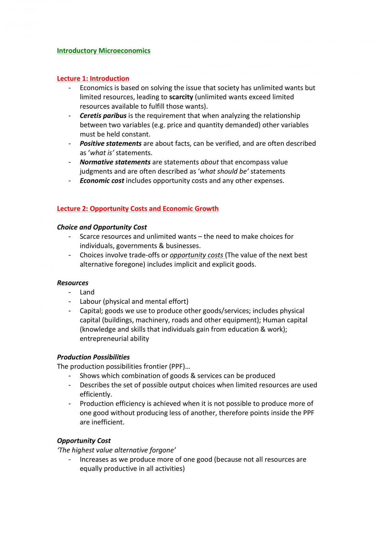 ECON1001 Course Notes - Page 1