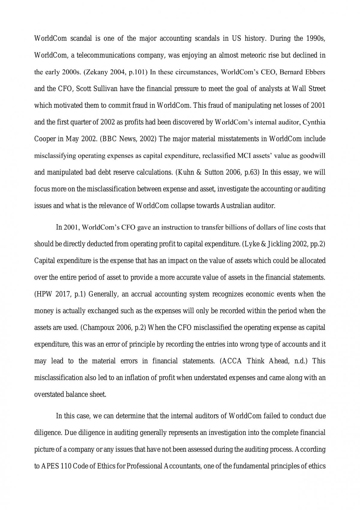 Essay - Auditing and accounting issues during WorldCom collapse - Page 2