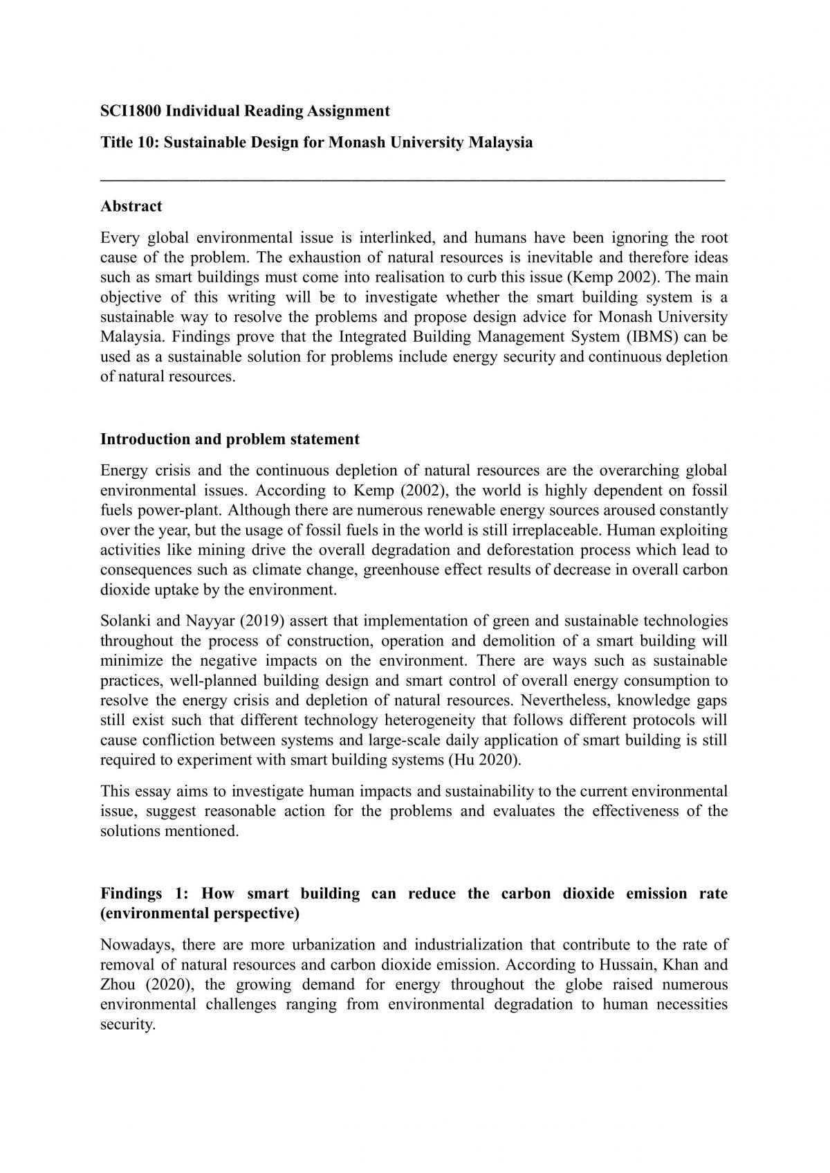 SCI1800 Individual Reading Assignment - Page 1
