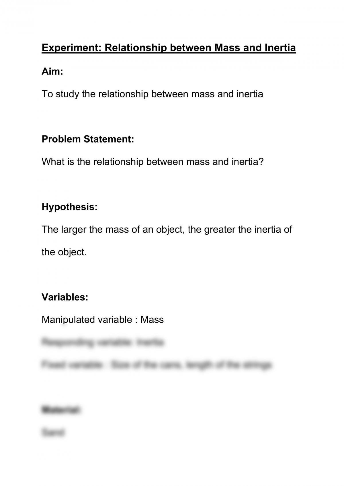 Experiment: Relationship between Mass and Inertia  - Page 1