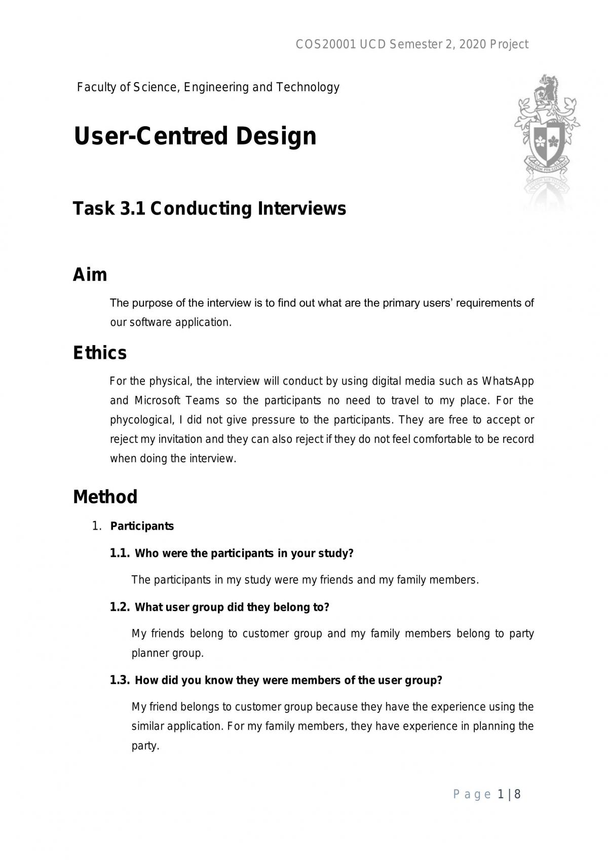 Interview Report - Page 1