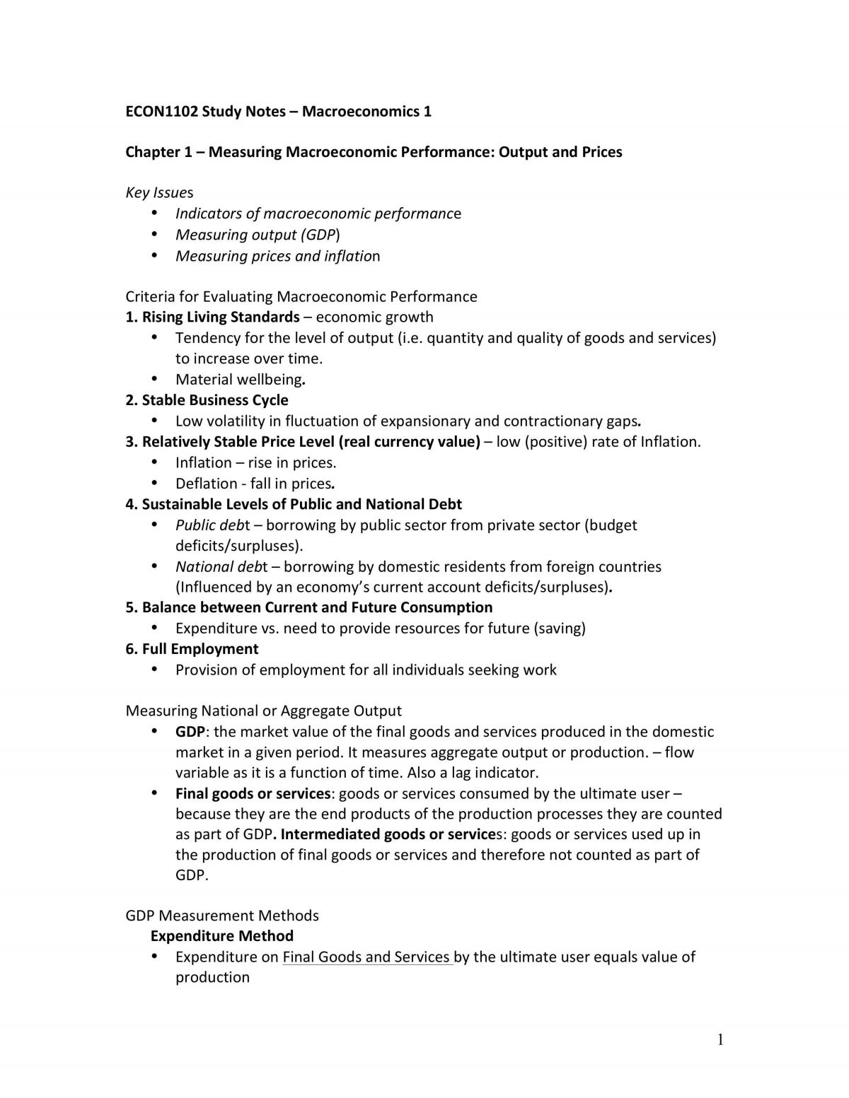 ECON1102 Complete Notes Semester 2 2012 - Page 1