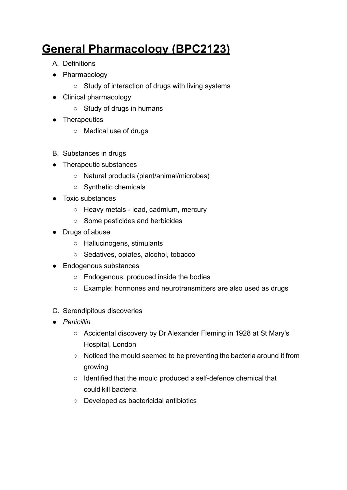 General Pharmacology Study Notes - Page 1
