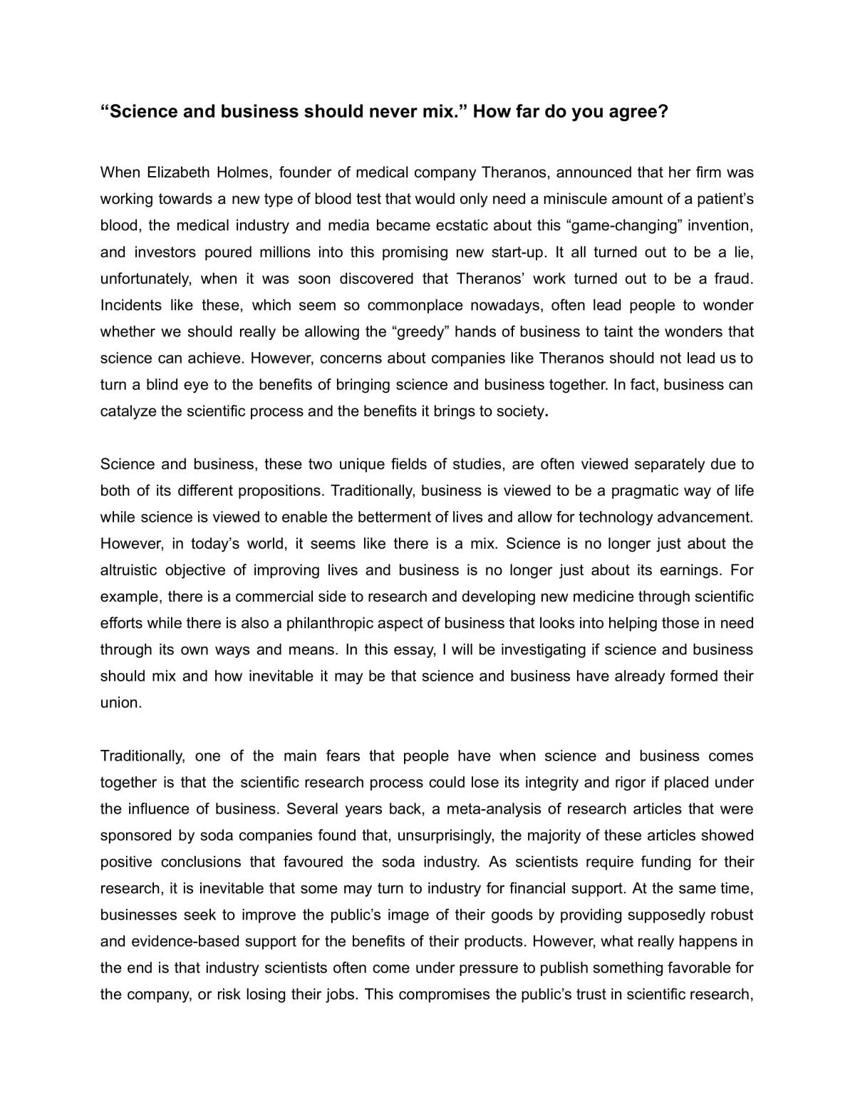 KI Essay - Science and Business - Page 1