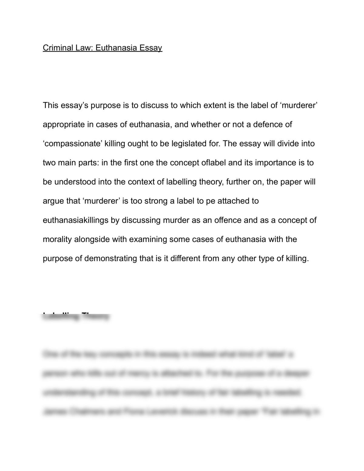 Euthanasia Essay - Page 1