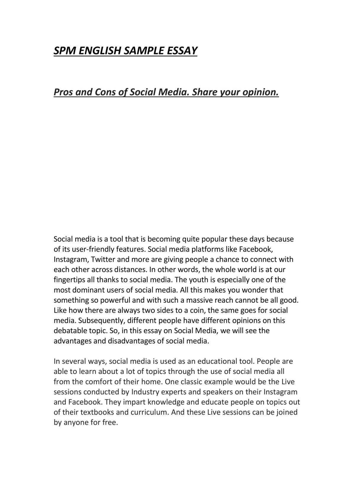 essay about social media spm