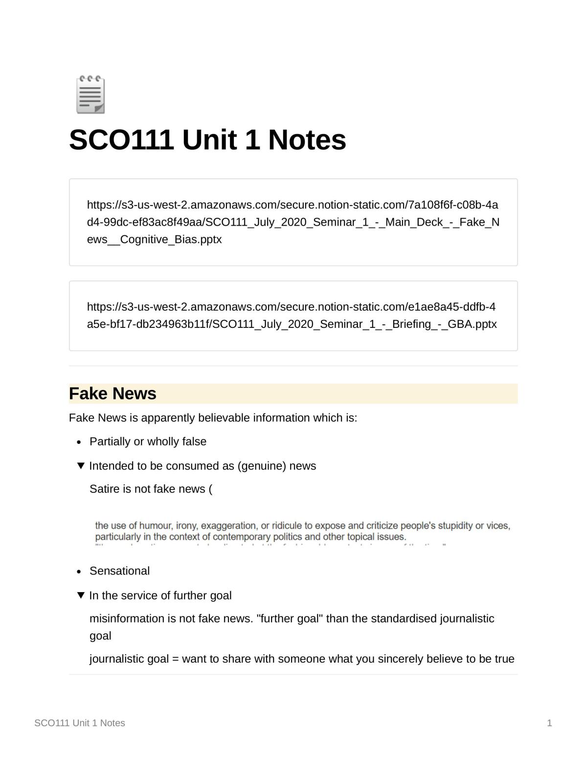 SCO111 Reasoning Like A Sceptic Notes - Page 1