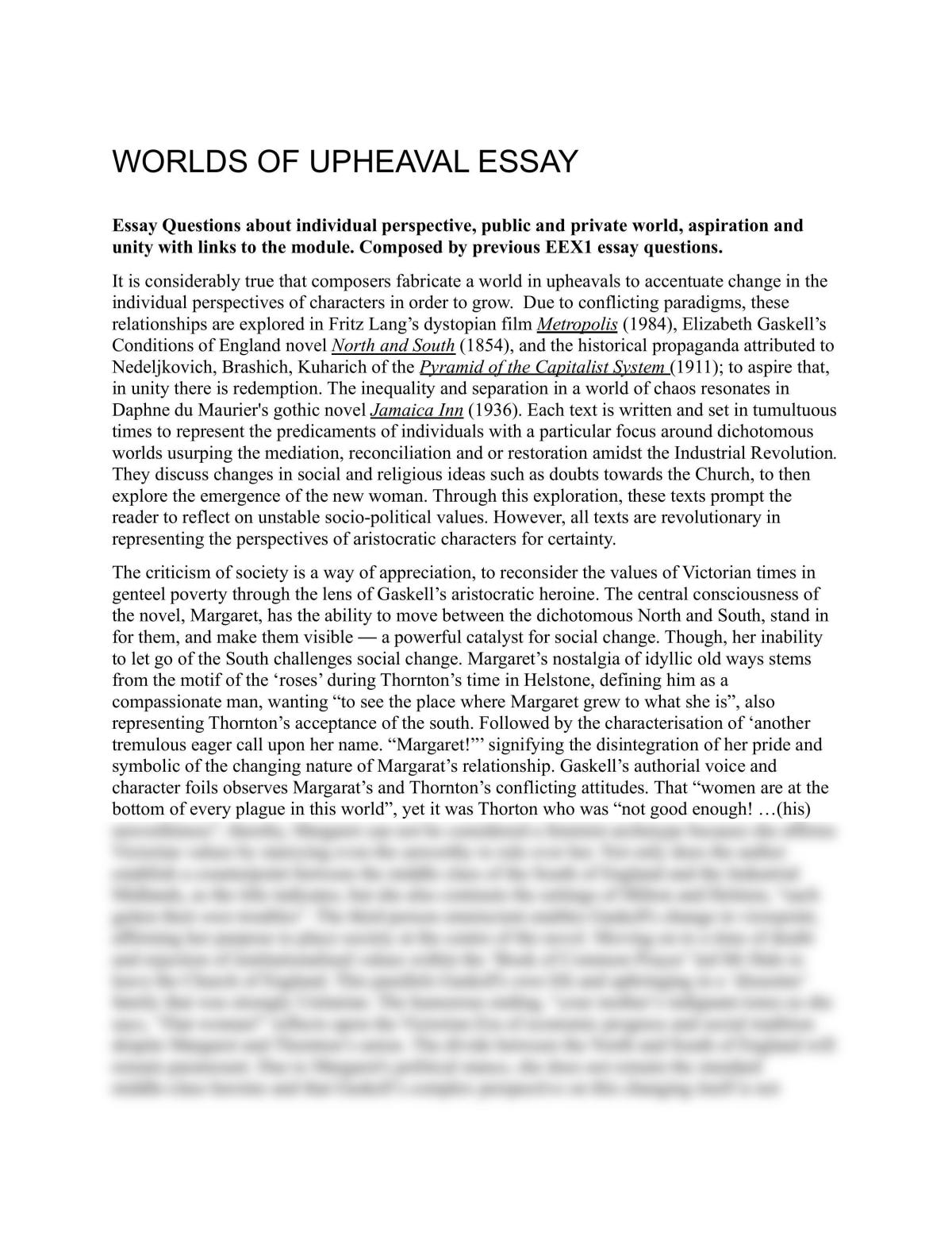 world of upheaval essay