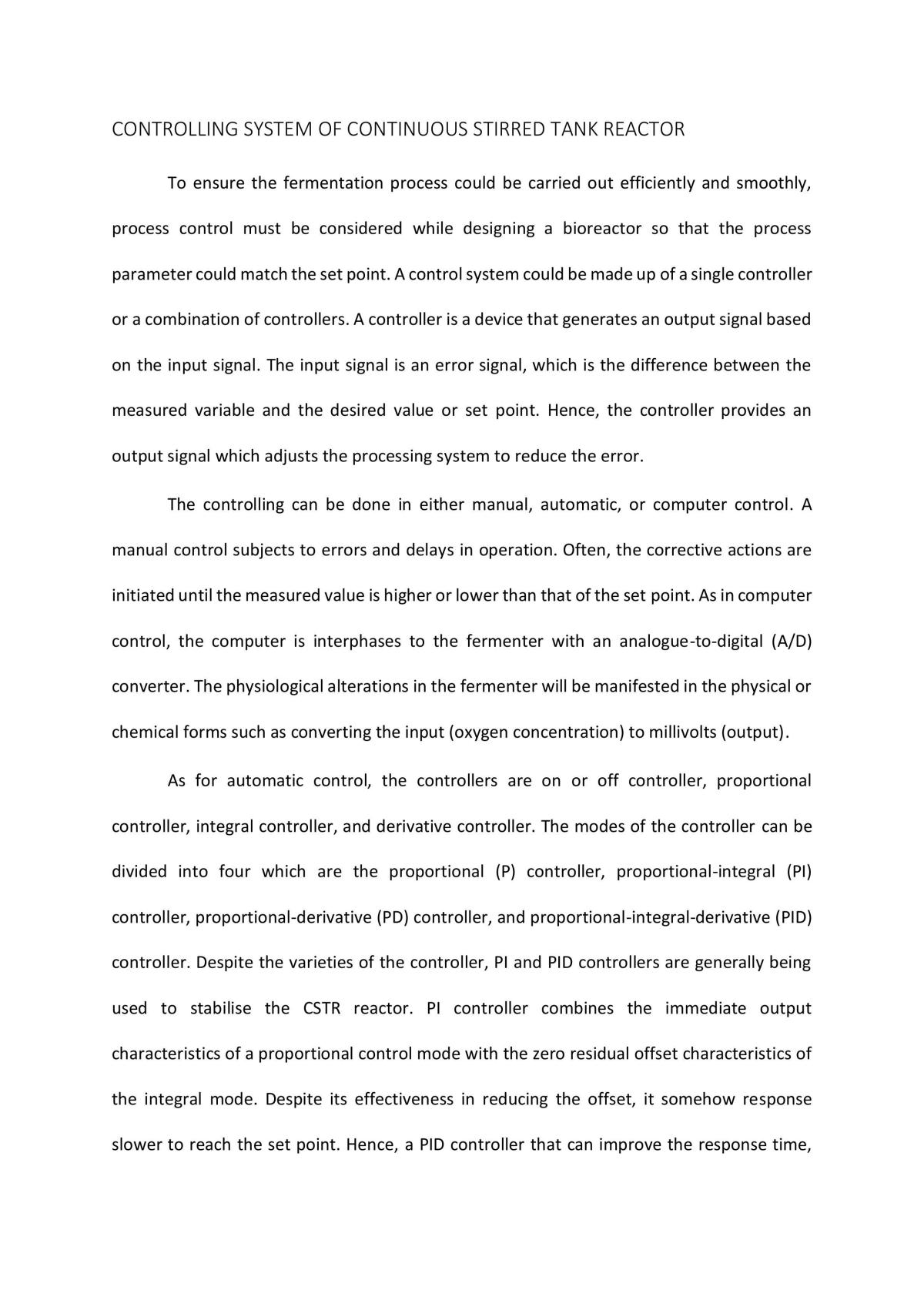 Controlling System of Continuous Stirred Tank Reactor - Page 1