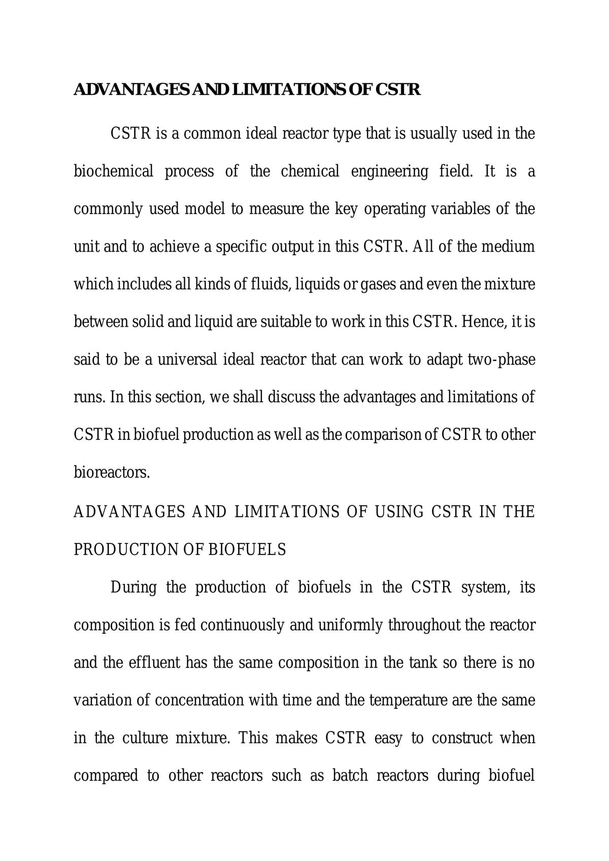 Advantages and limitations of CSTR - Page 1