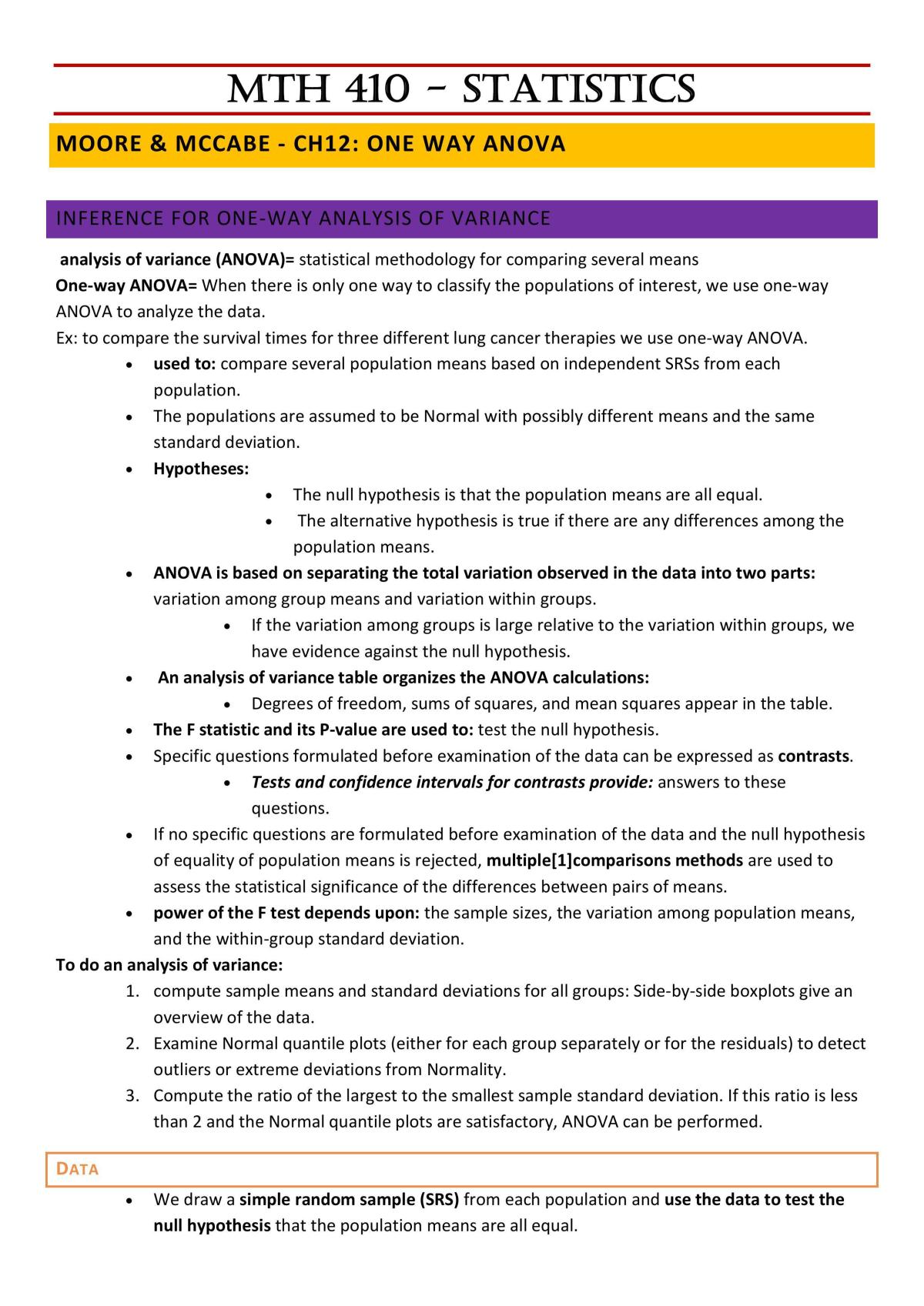 Statistics Review - Page 1
