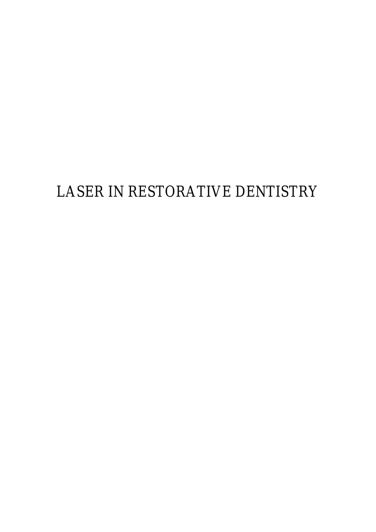 Laser in restorative dentistry - Page 1