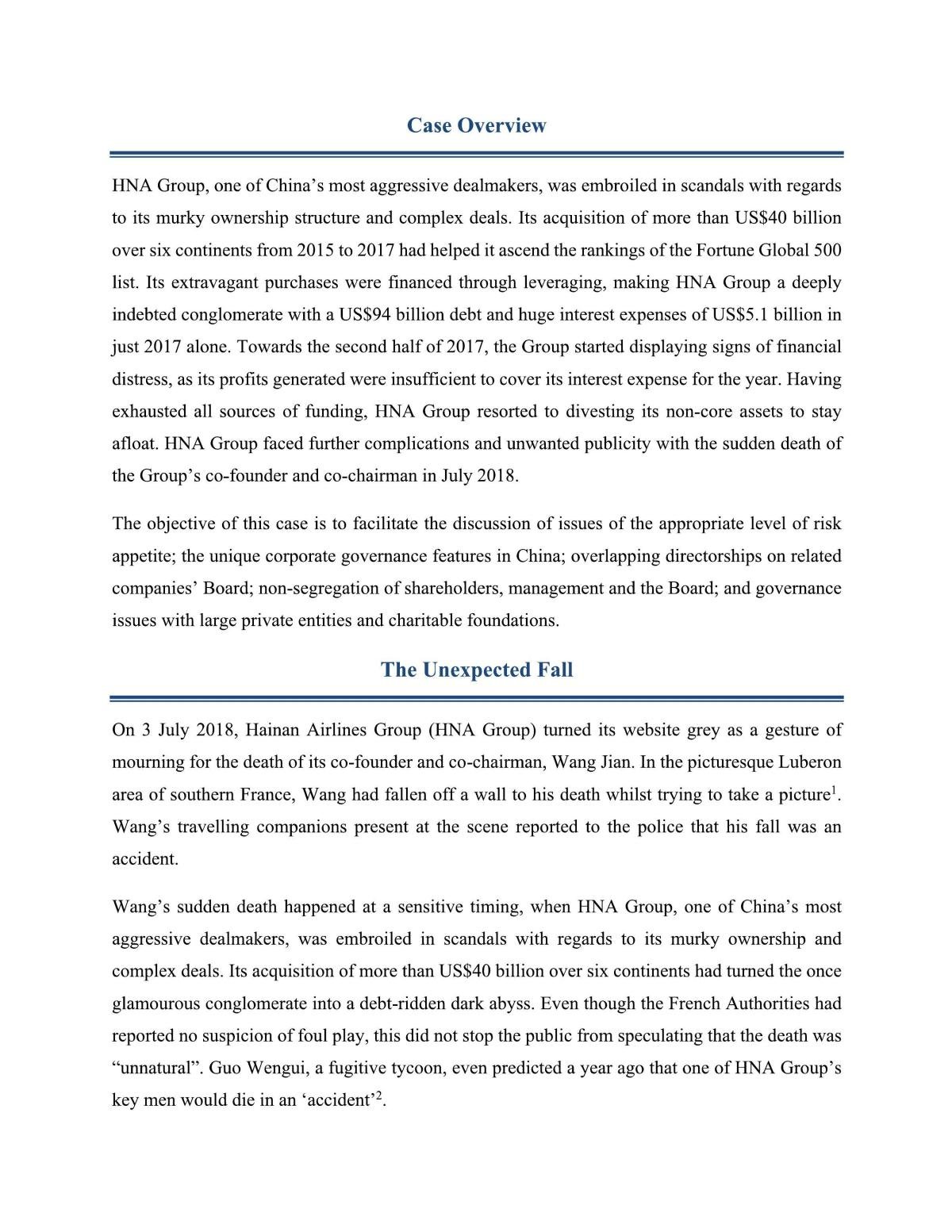 ACC3706 - Case report on the fail of Hainan Airlines Group - Page 1