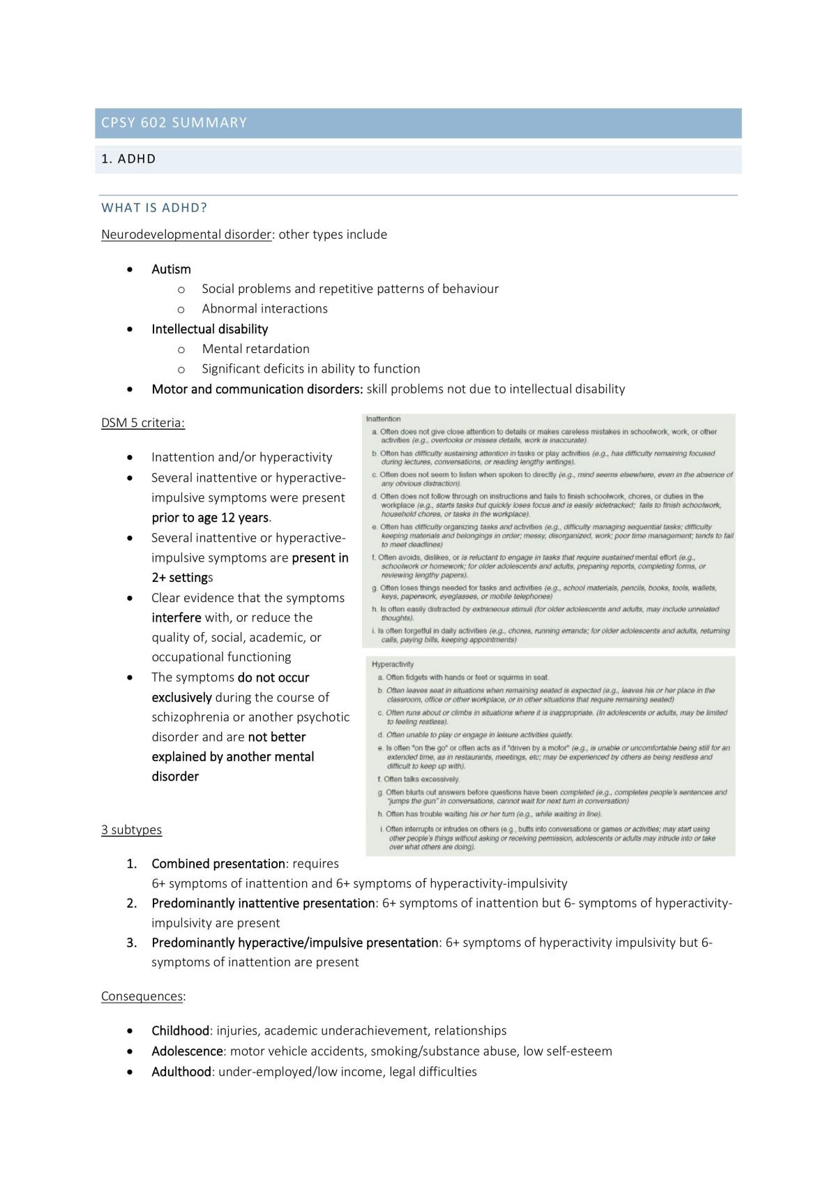 Developmental Psychopathology Summary - Page 1