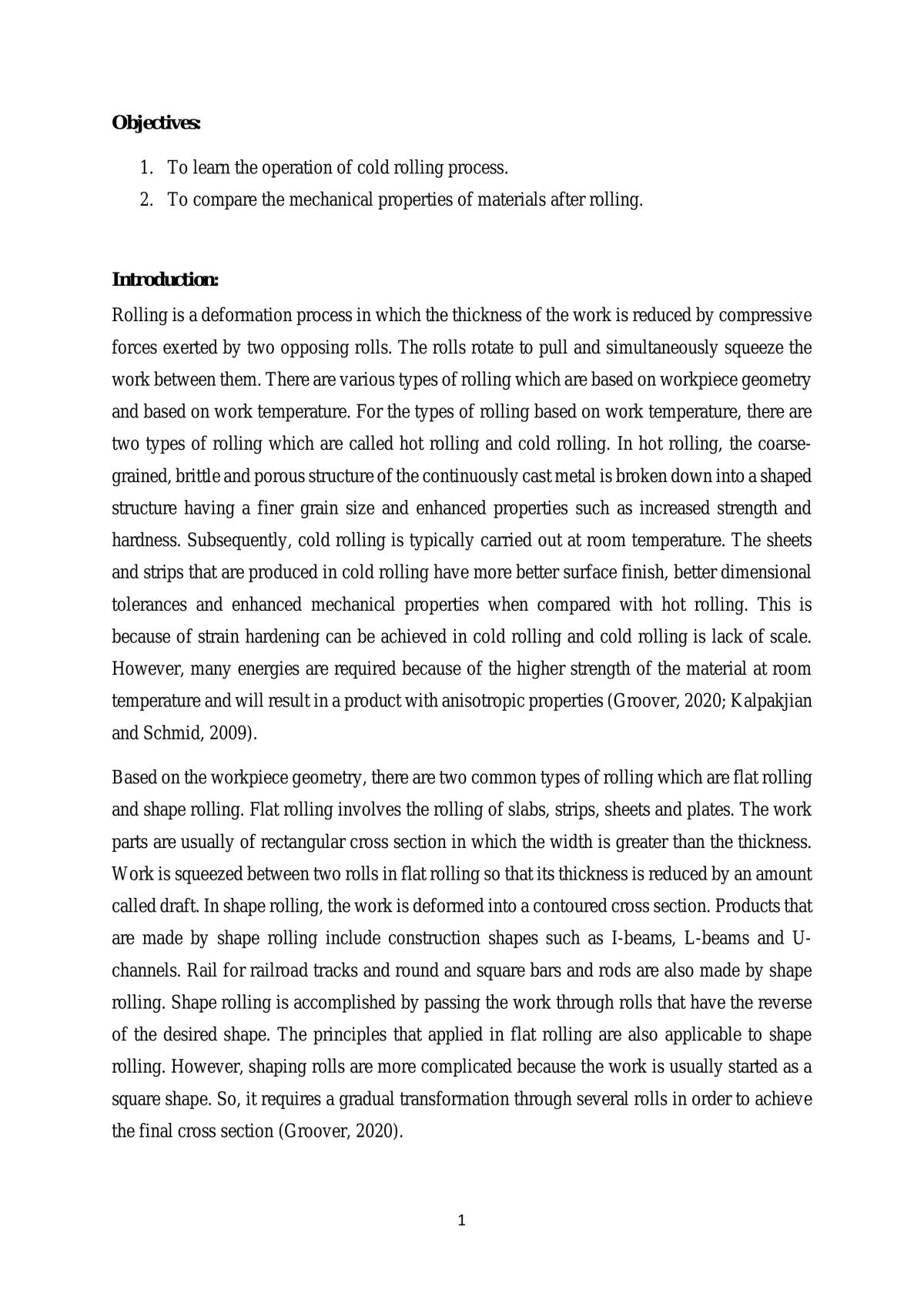 Rolling lab report  - Page 1