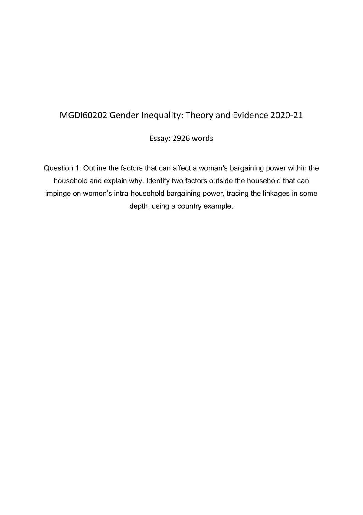 gender inequality essay free