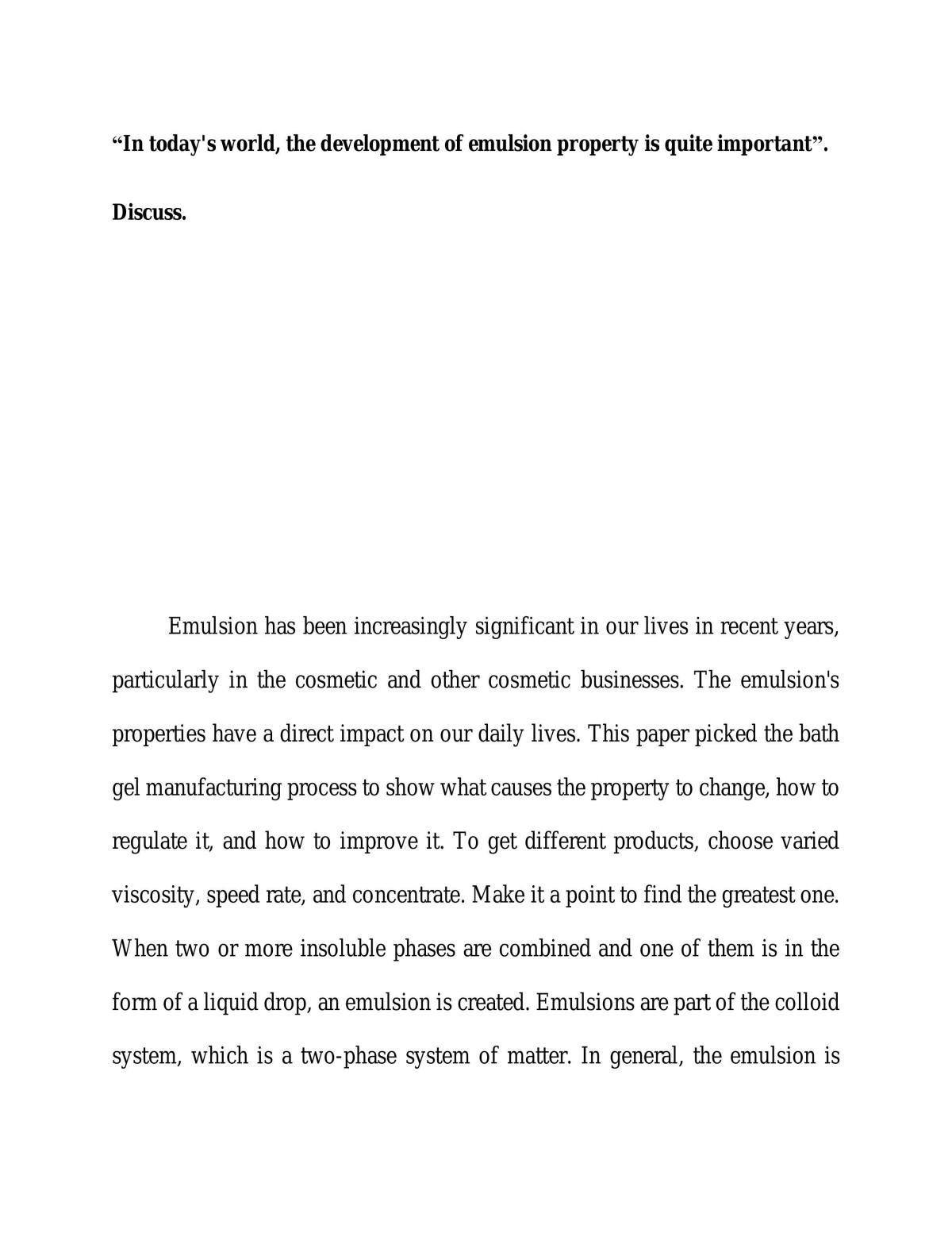 Development of emulsion property  - Page 1