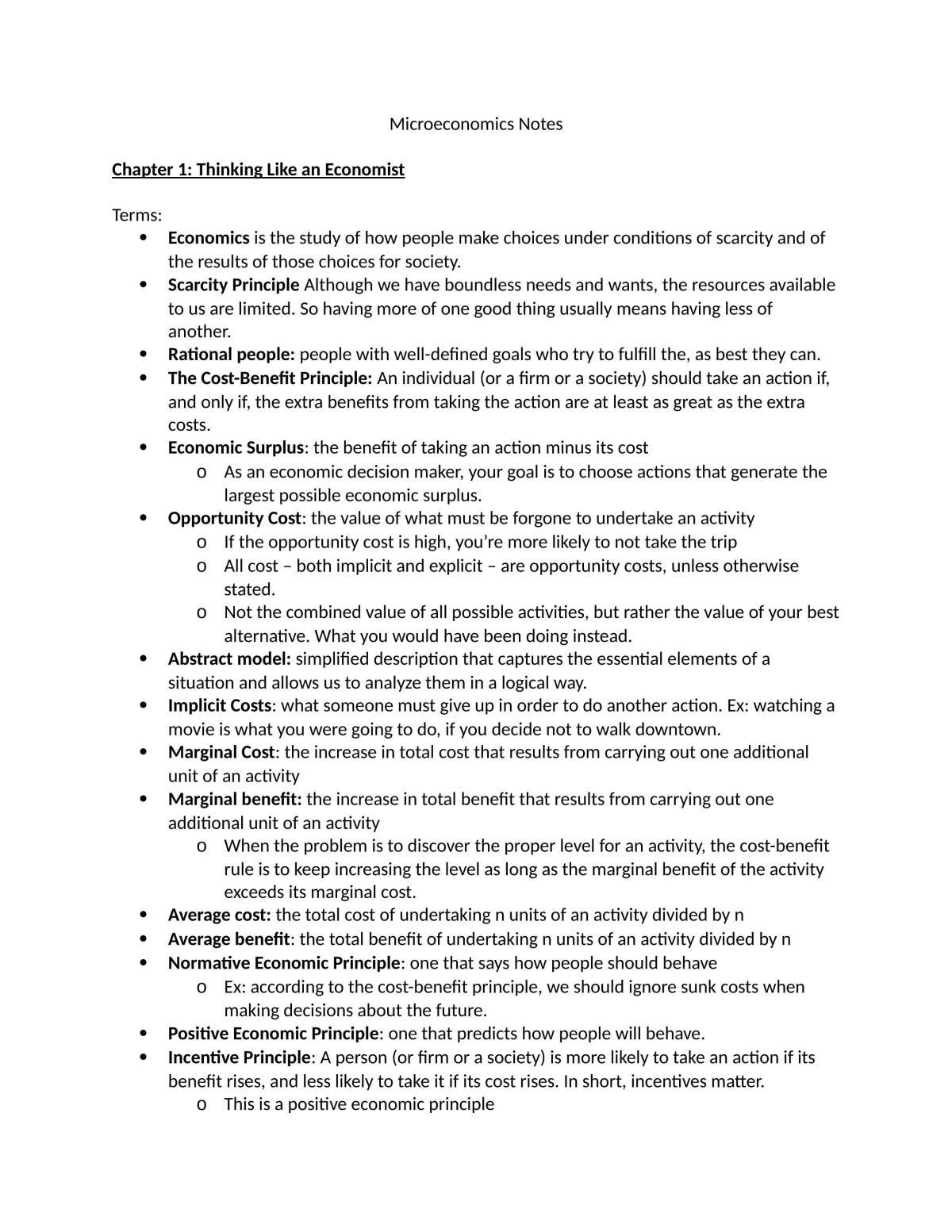 Microeconomics Full Notes - Page 1