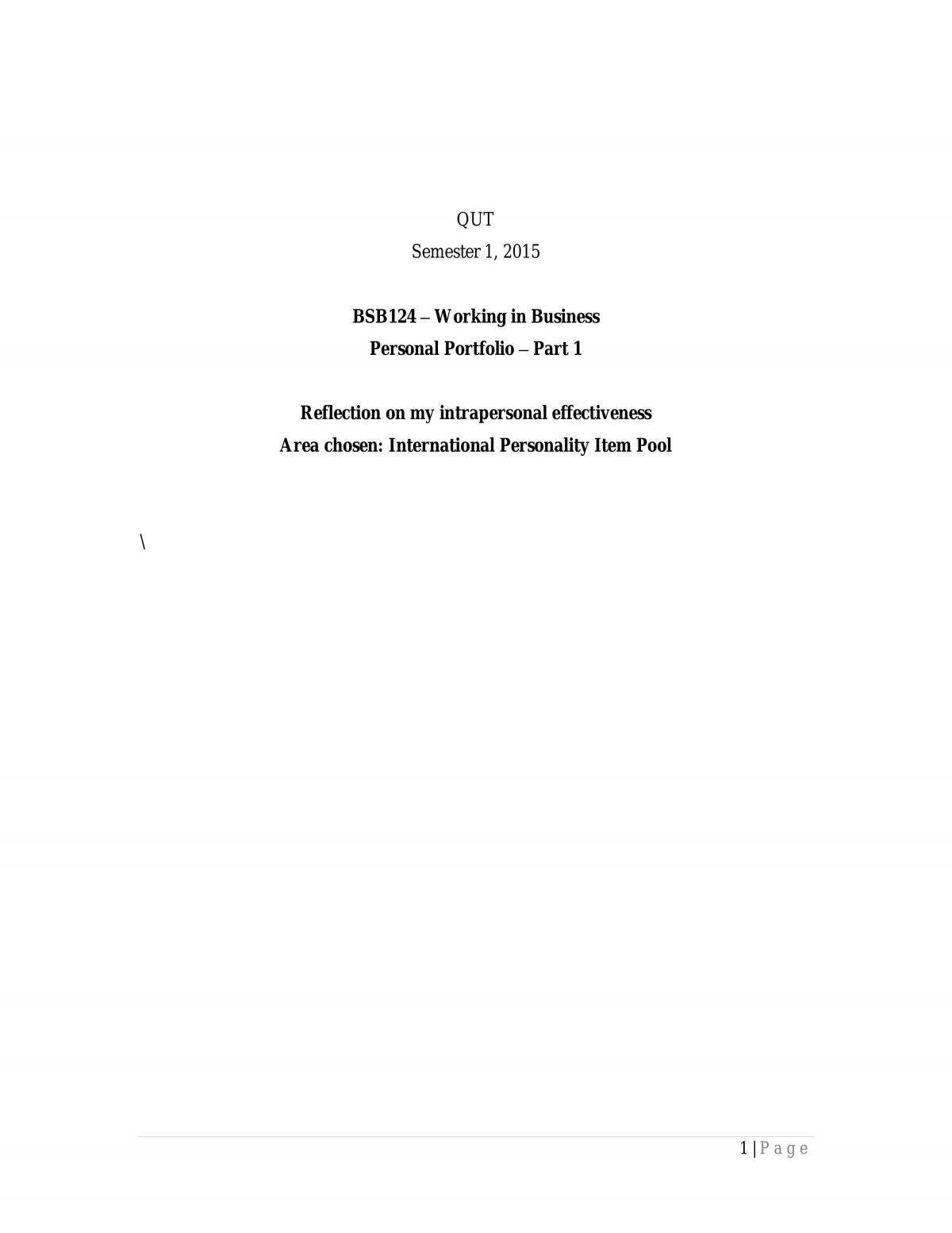 BSB124 – Working in Business - Page 1