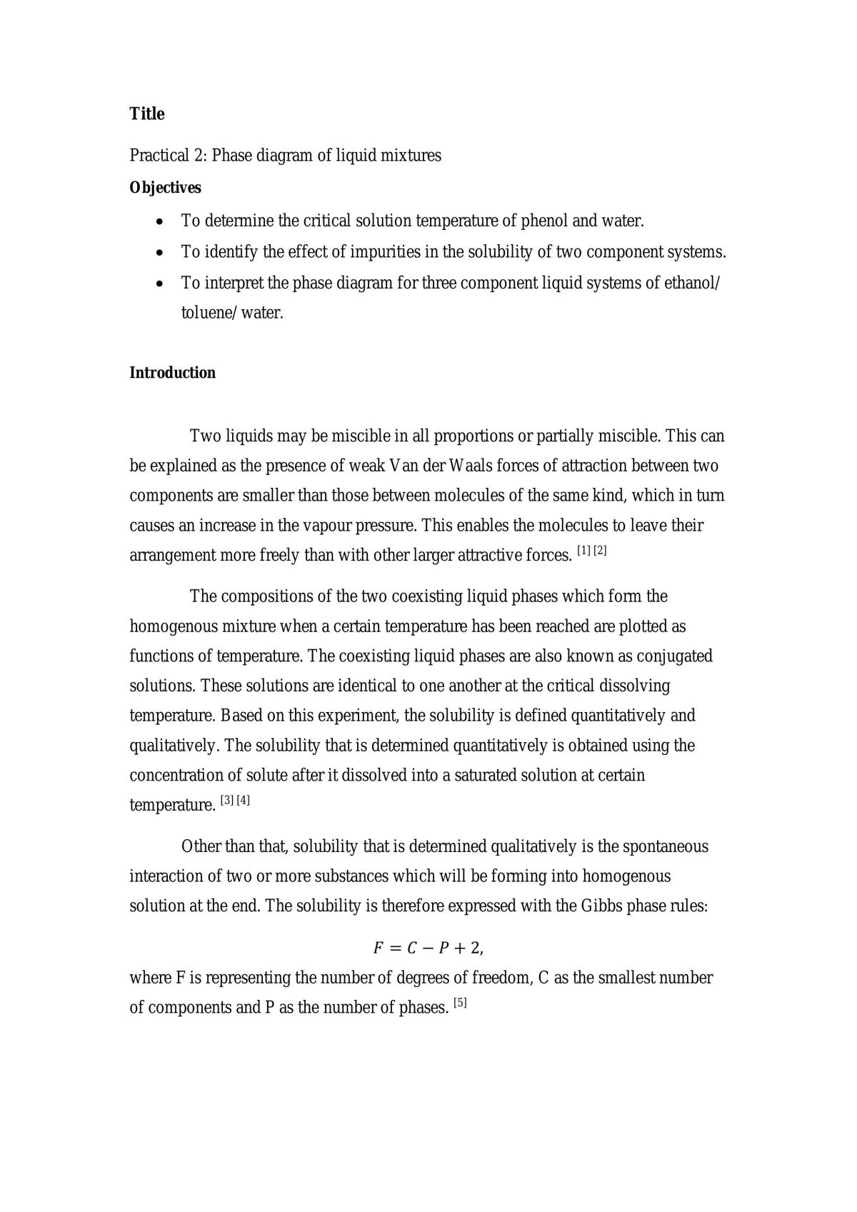 Phase Diagram of Liquid Mixtures - Page 1