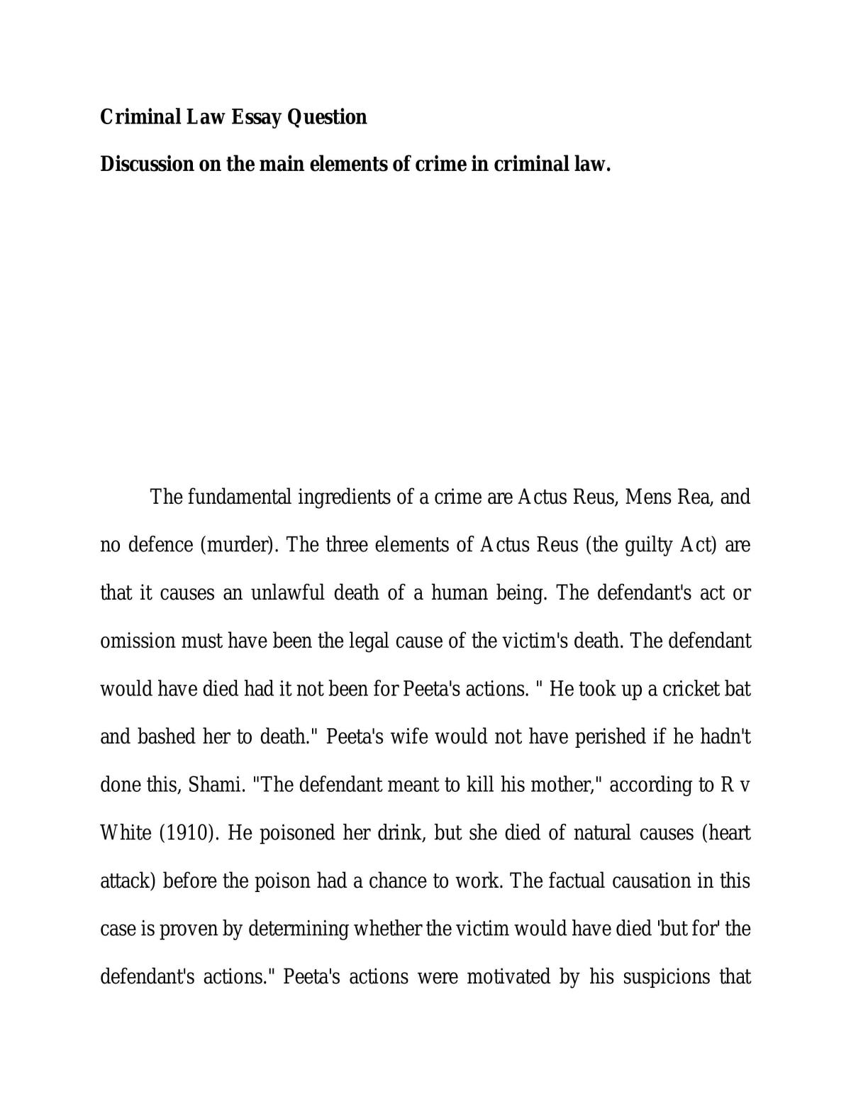 Main Elements of Crime in Criminal Law  - Page 1