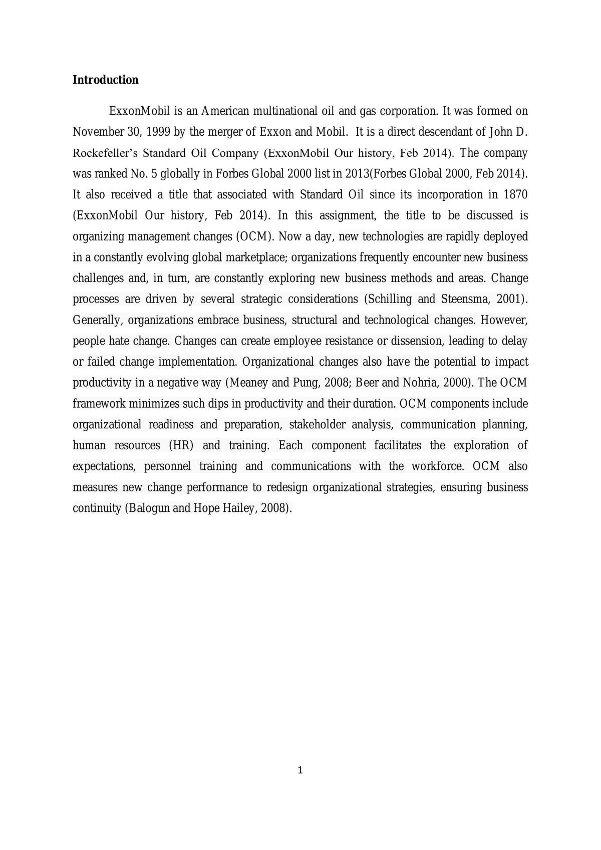 Management Principles of ExxonMobil - Page 1