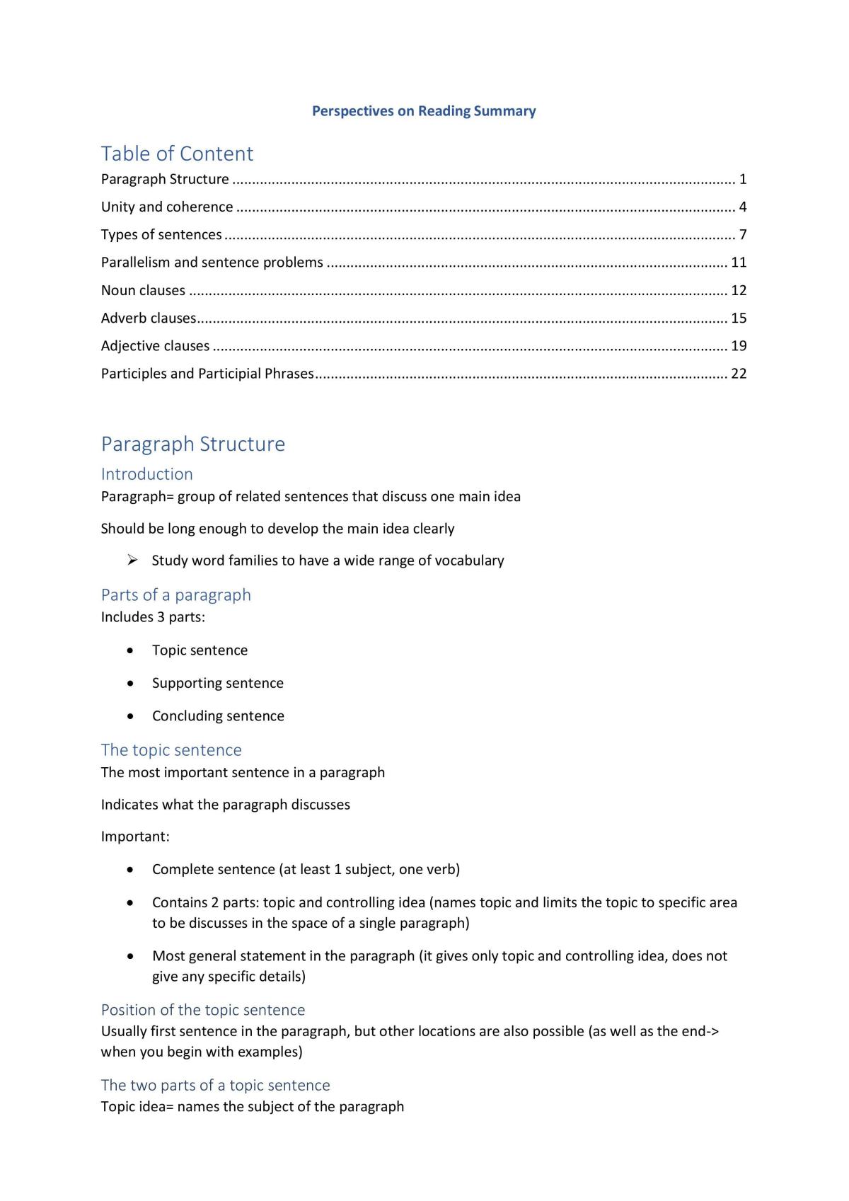 Perspectives on Reading Summary - Page 1