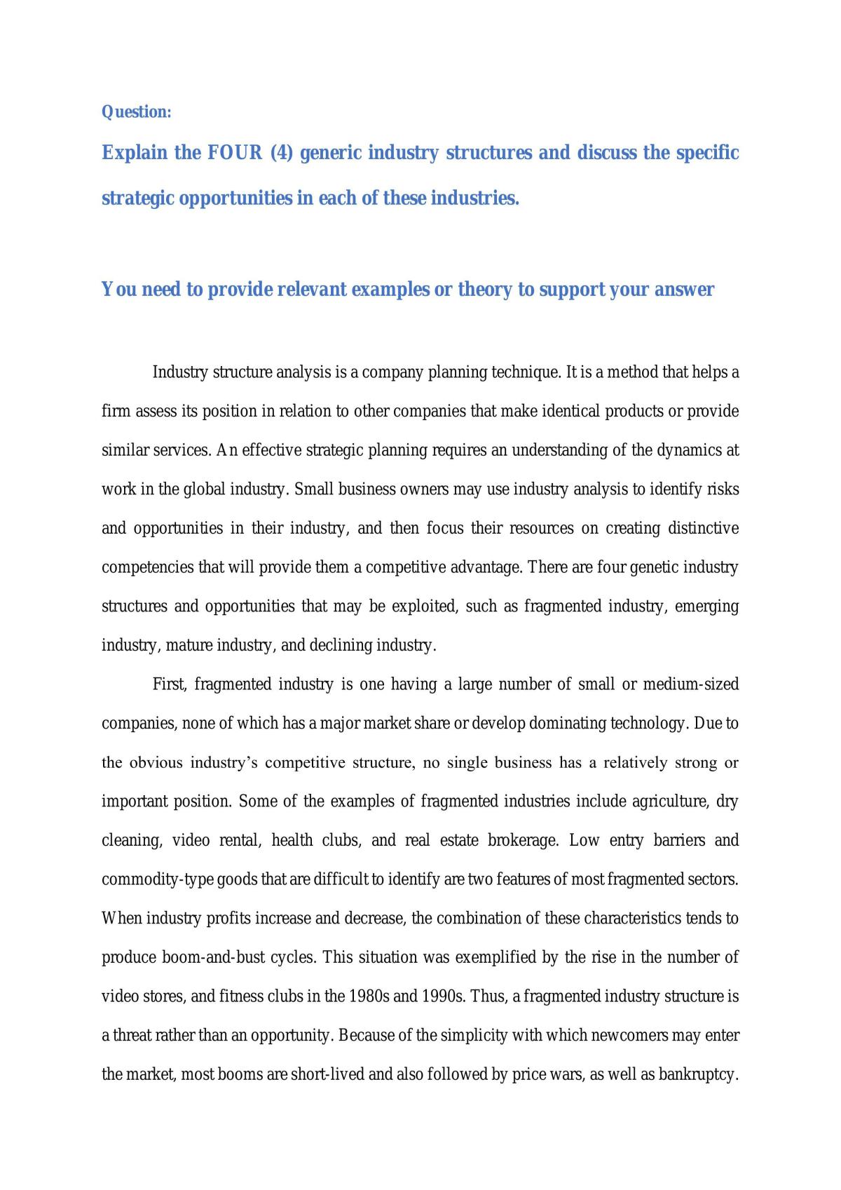 Four Generic Industry Structures - Page 1