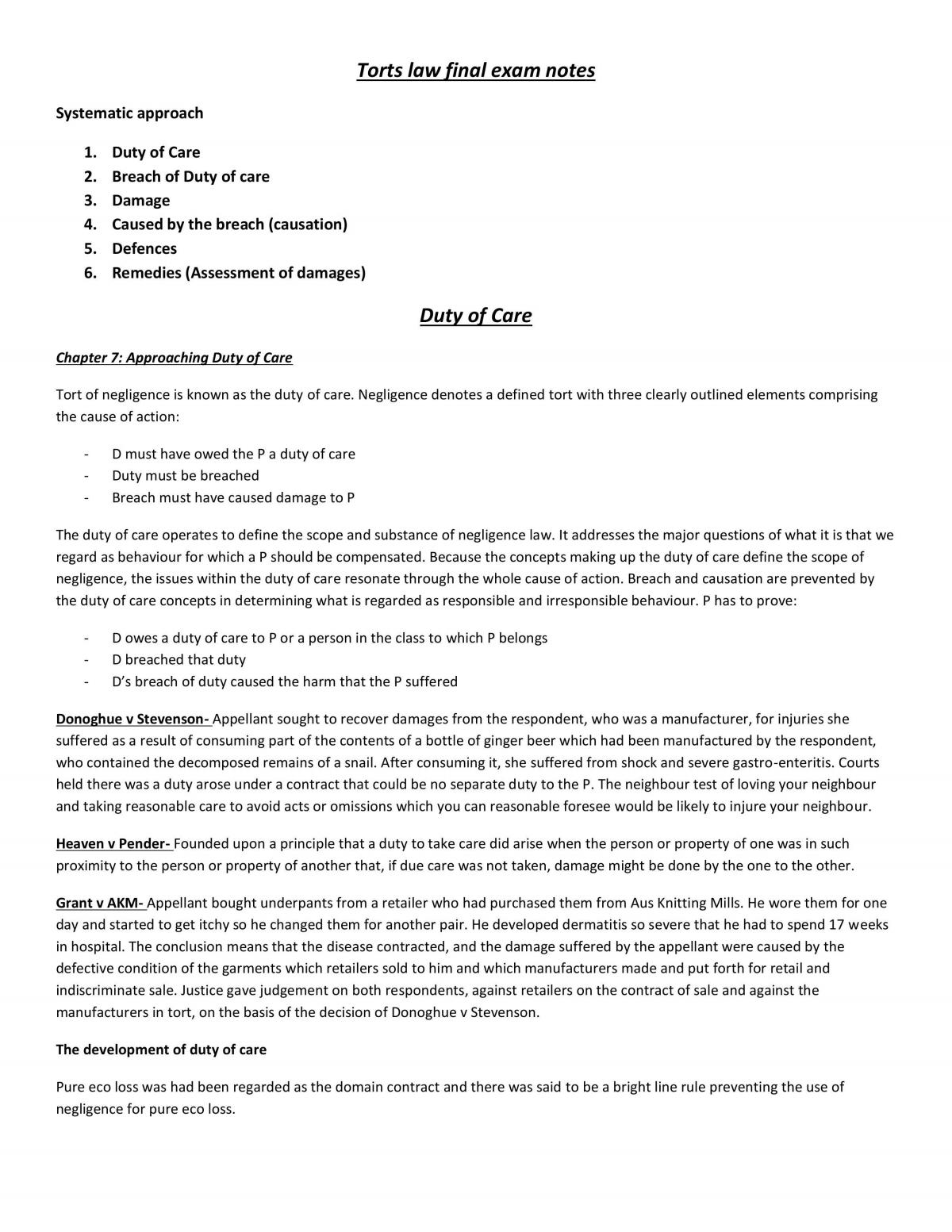Torts Complete Notes - Page 1