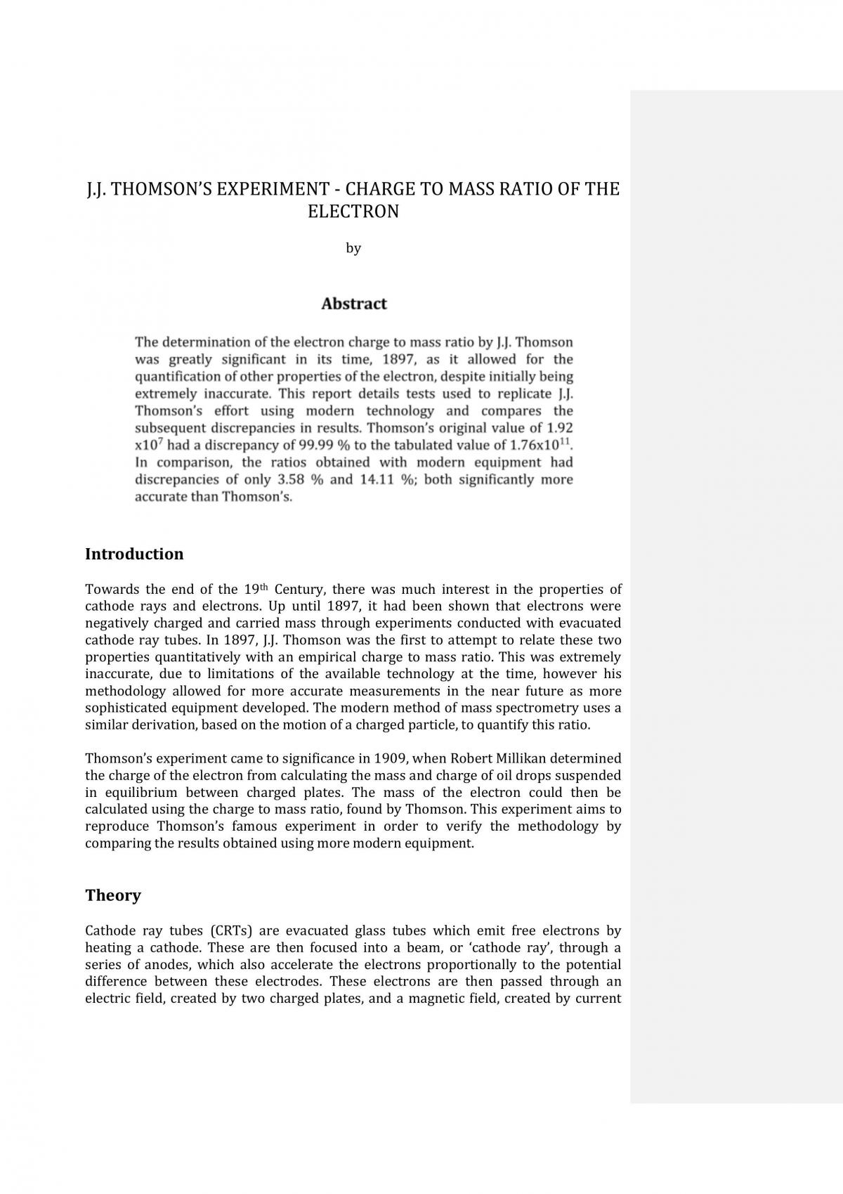 JJ Thomson's Experiment - Page 1