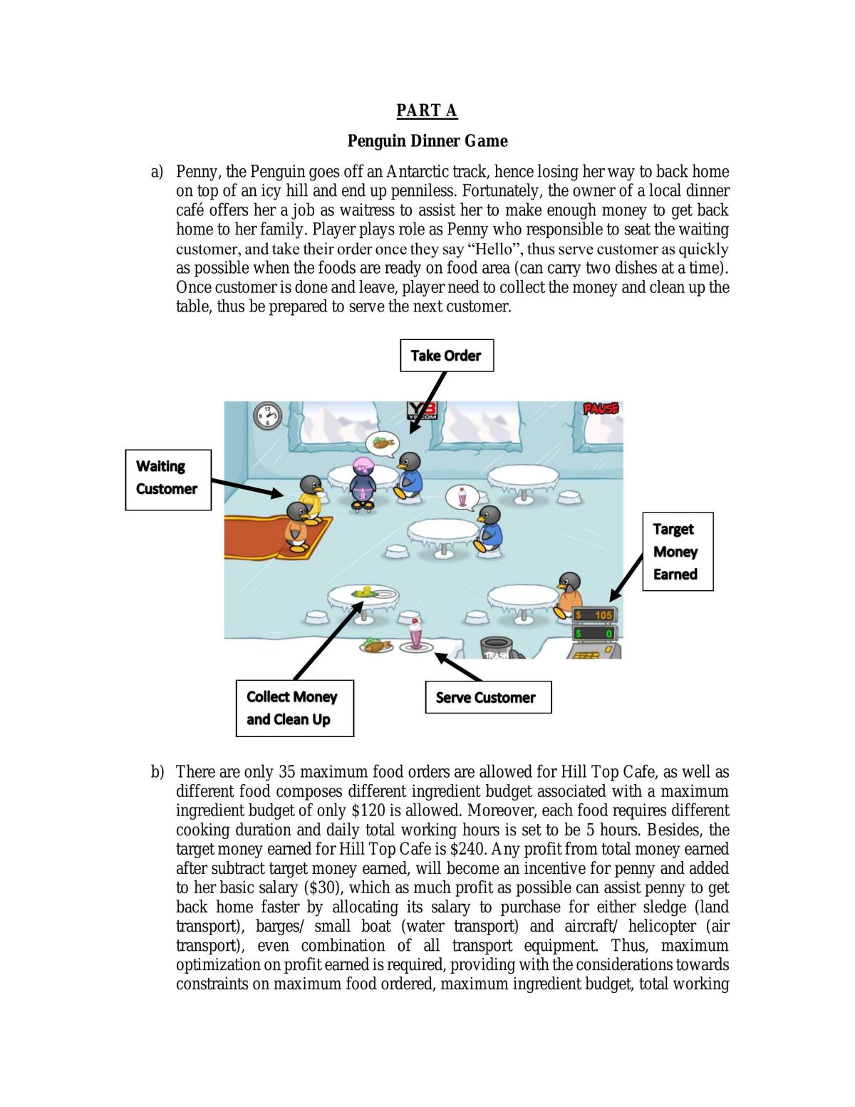 UEMK 4333 POS Assignment (Penguin Game Optimization Model) - Page 1