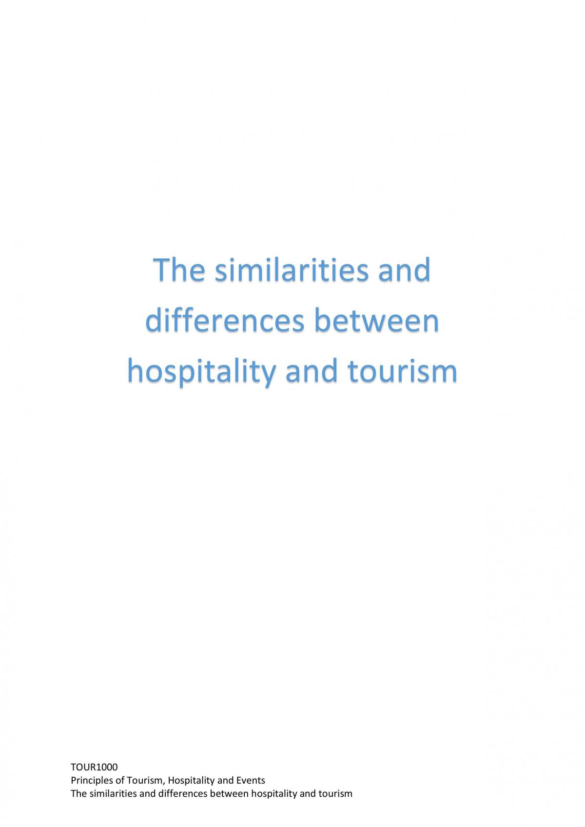 what is the difference between tourism and hospitality