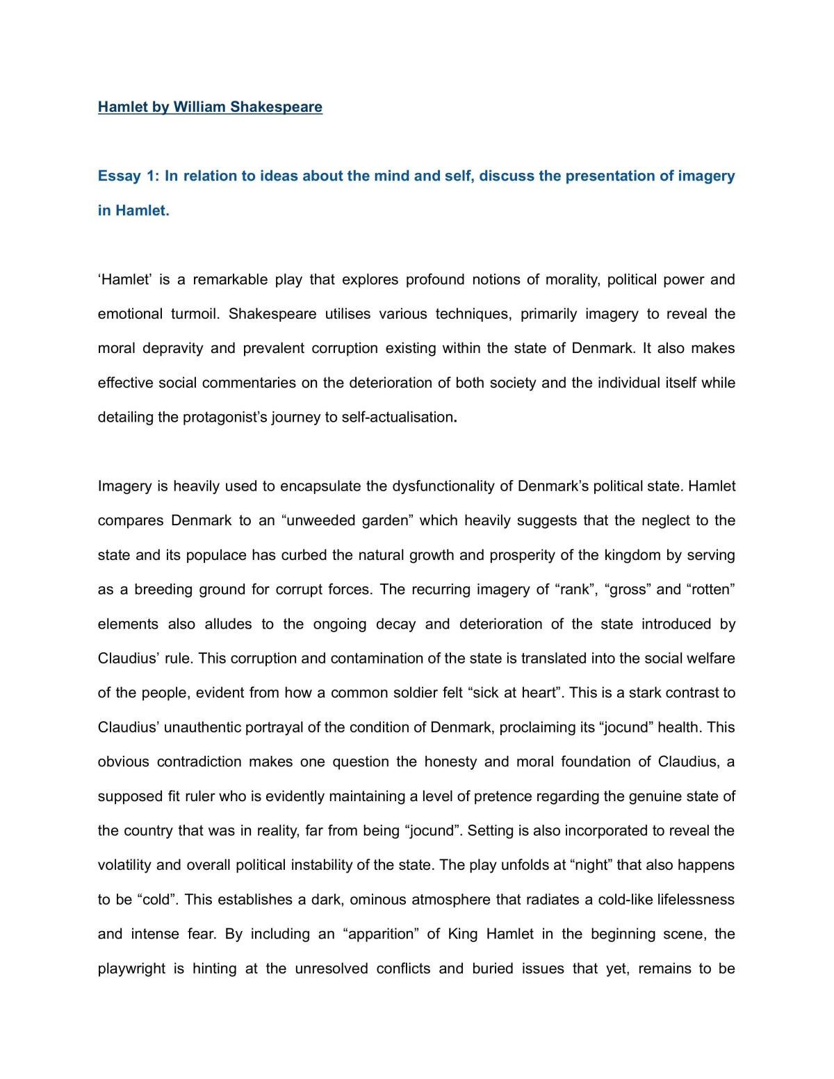 Hamlet Discursive Essays - Page 1