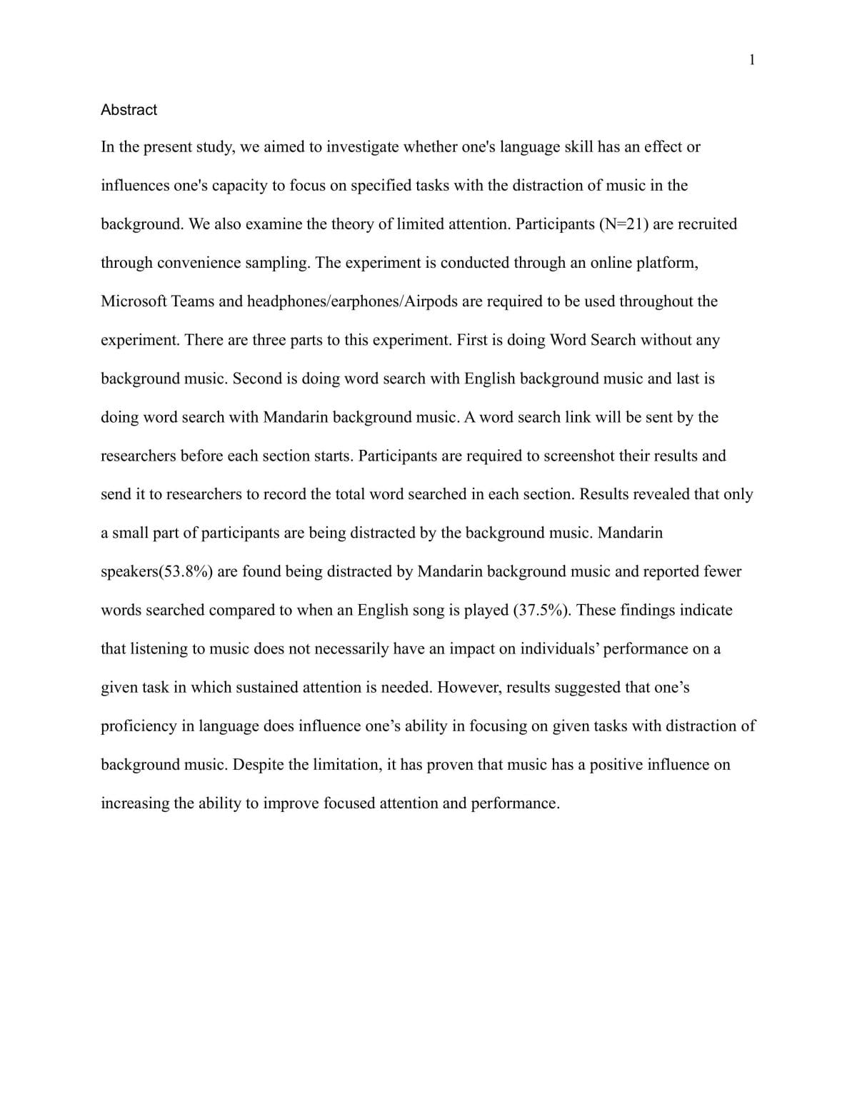 Cognitive Experiment Research  - Page 1