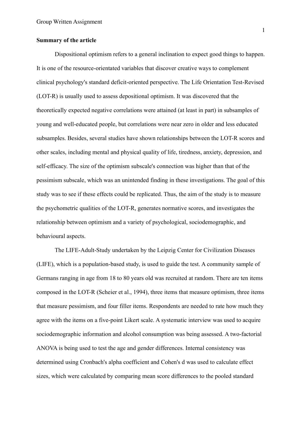 Psychological Tests and Measurement  - Page 1