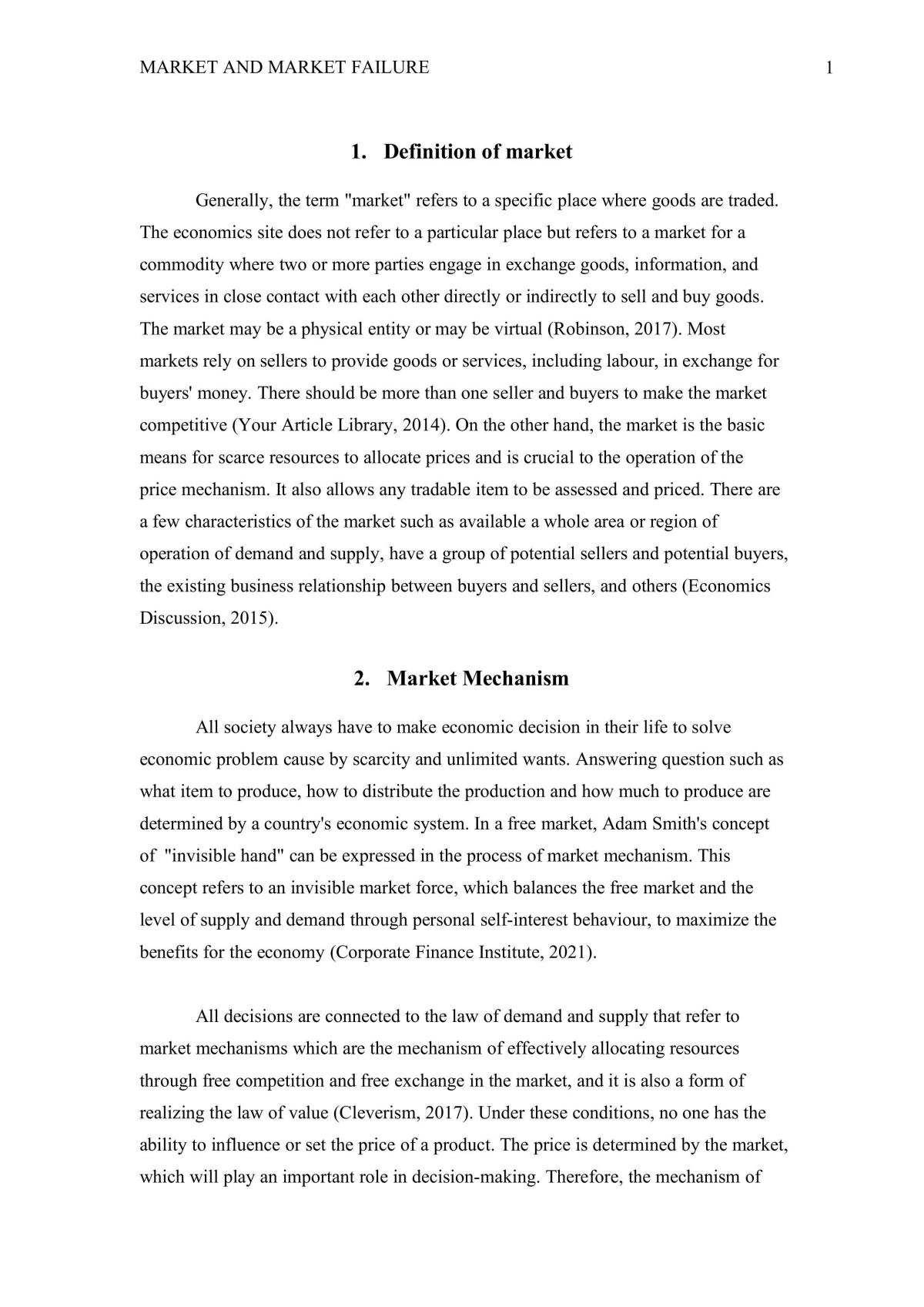 Market and Market Failure - Page 1