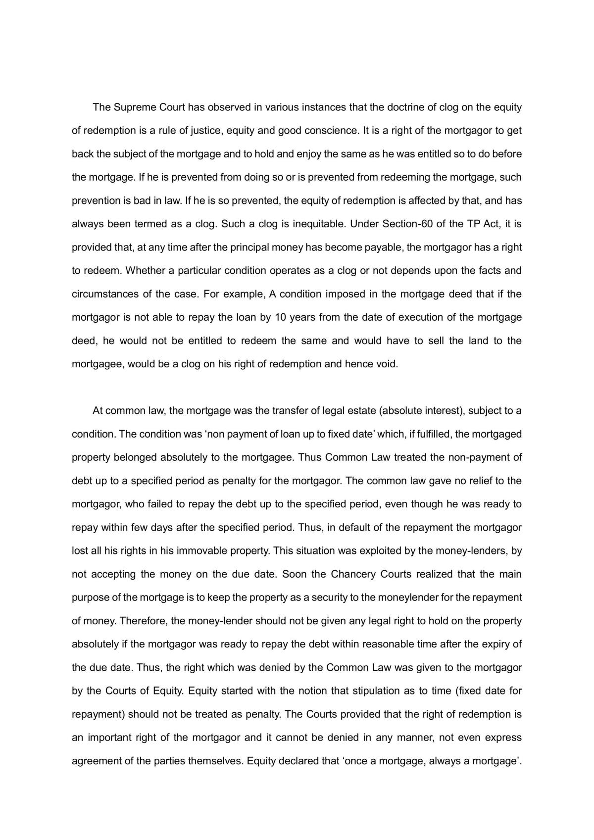 Essay Discussing Maxim ‘Once a Mortgage, Always a Mortgage’. - Page 2