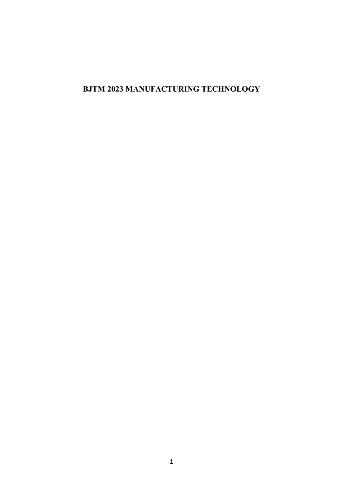 To Apply Various Methods in Manufacturing Technology - Page 1