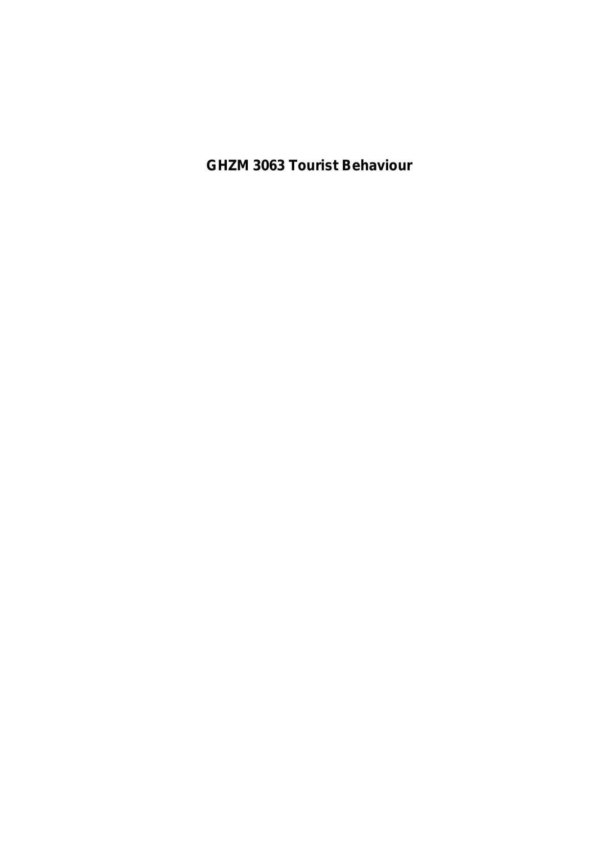 Behaviour of Tourist - Page 1
