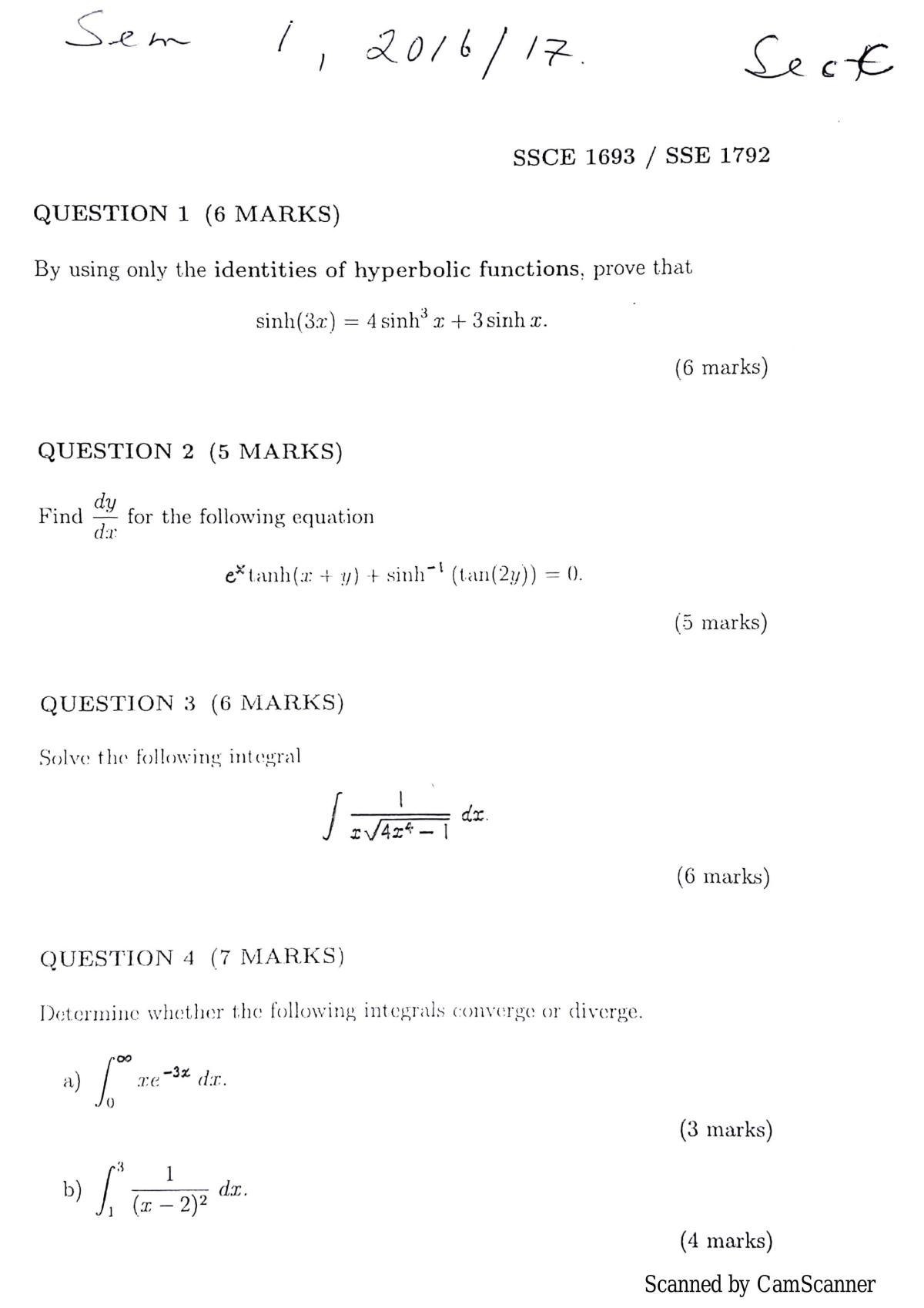 Engineering Math Set 8a Questions - Page 1