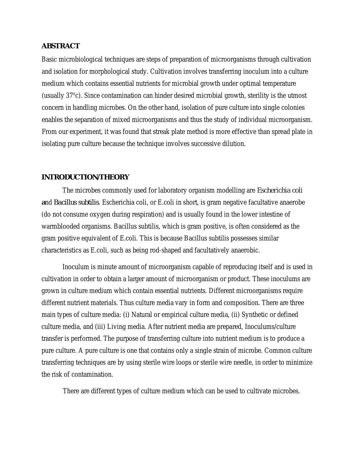 Basic Microbiological Techniques - Page 1
