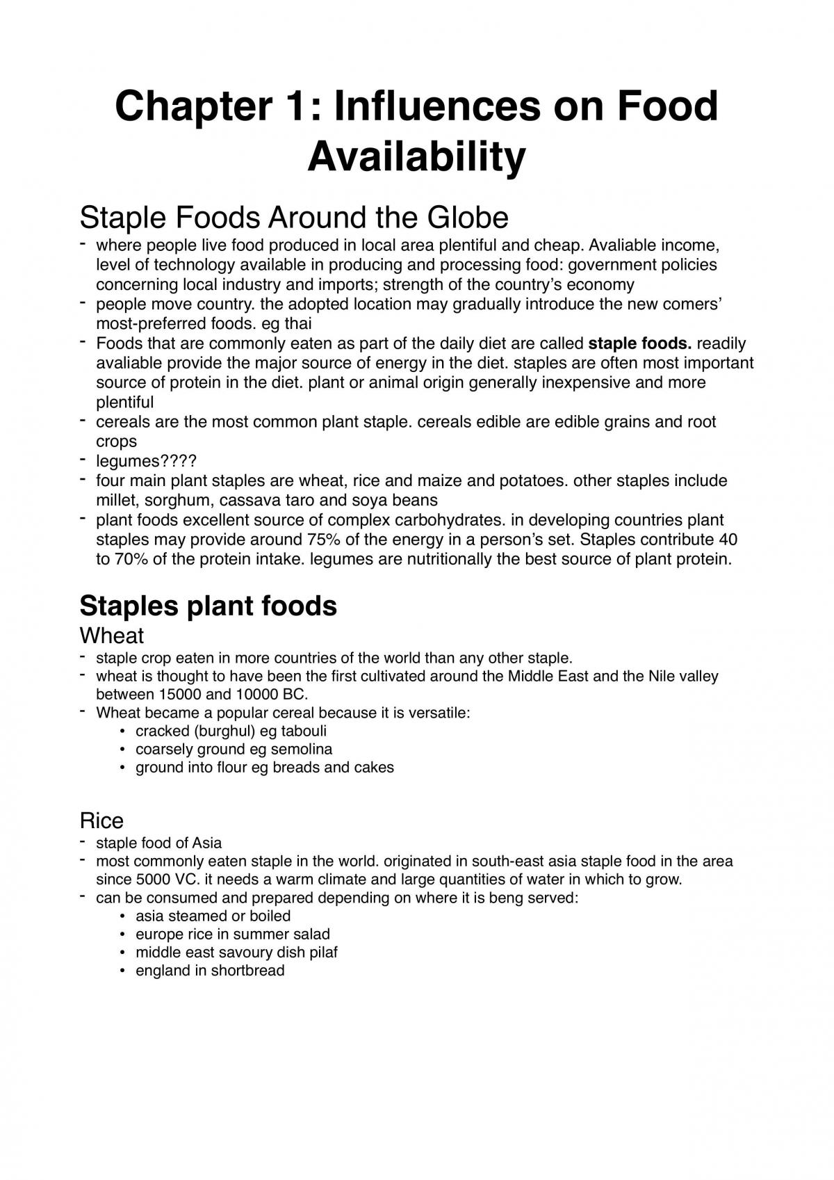 Influences on Food Availability - Page 1