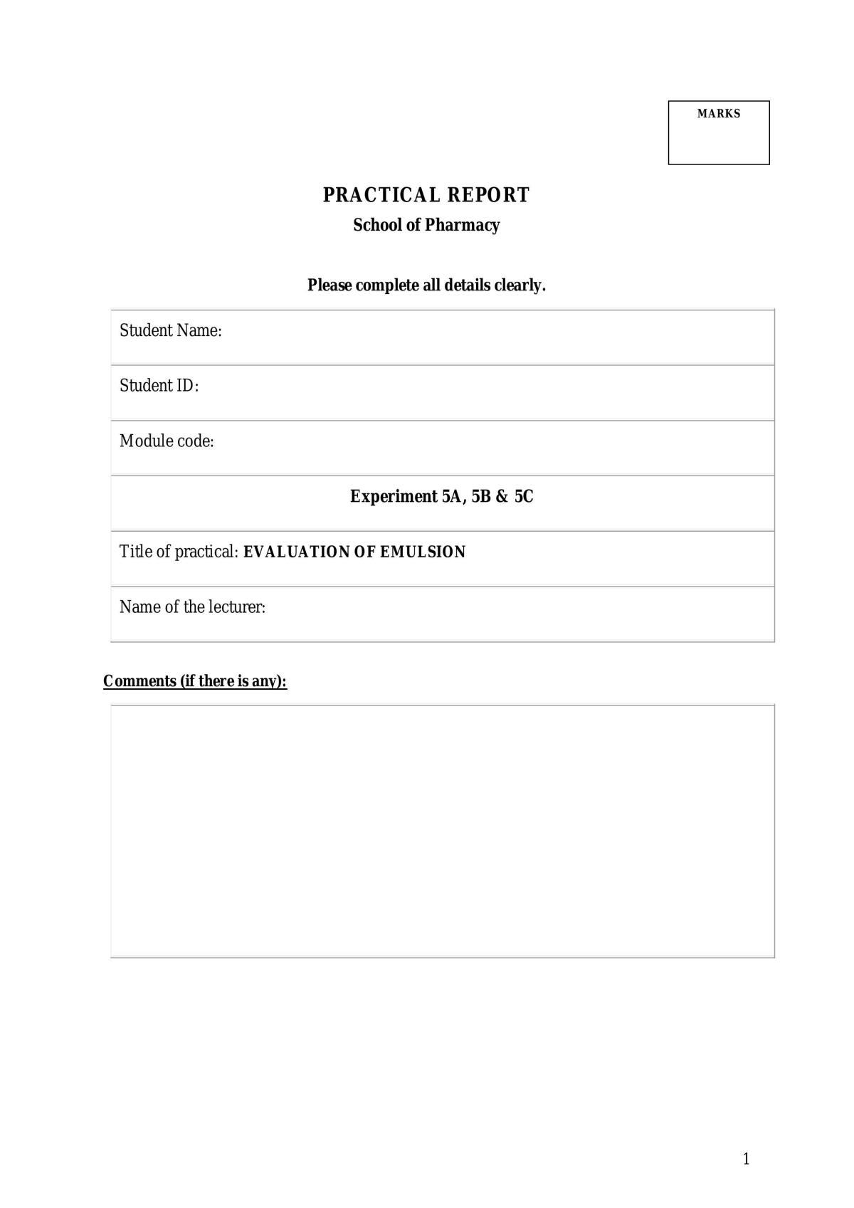 Practical 5: Evaluation of Emulsion - Page 1