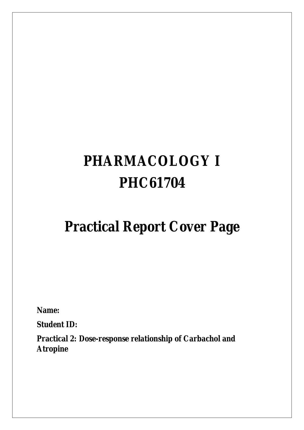 Practical 2: Dose-Response Relationship of Carbachol and Atropine - Page 1