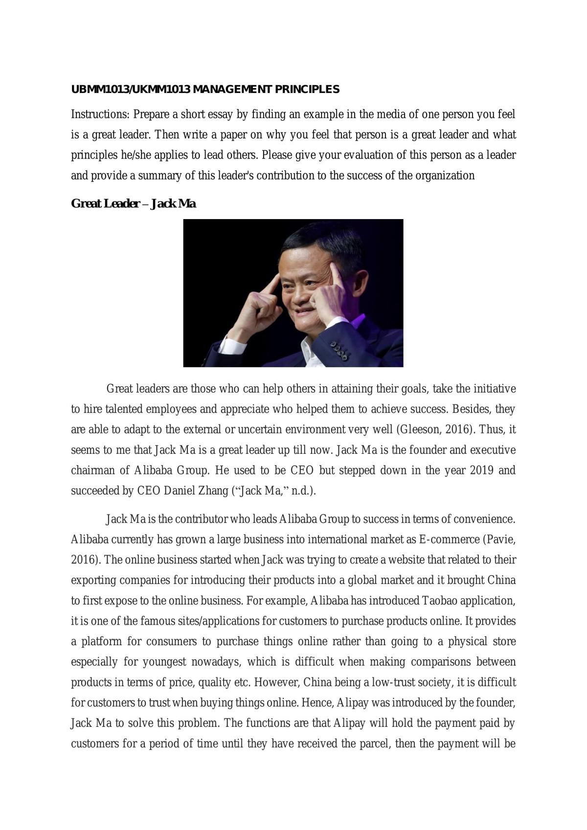UBMM1013 - Management Principles - Page 1